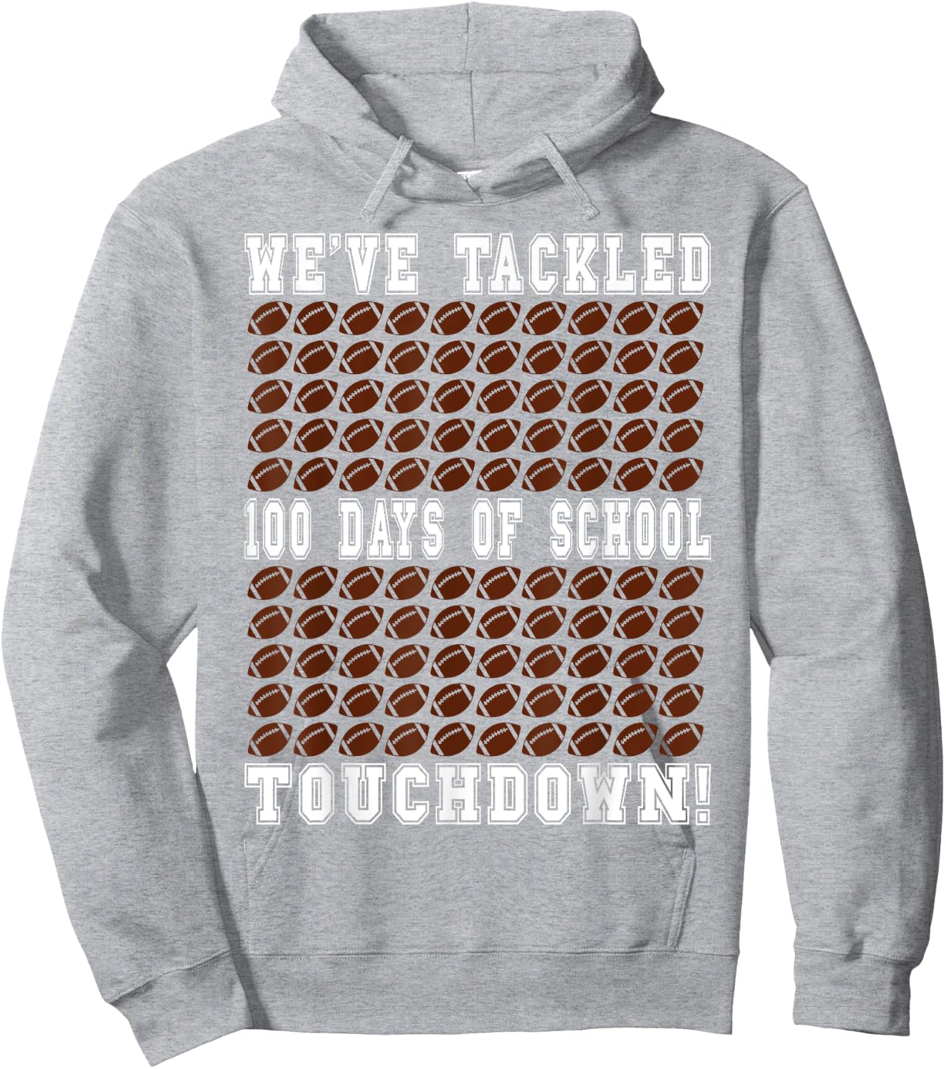 Football Counting 100 Days of School Hoodie - Hoodie | Ash