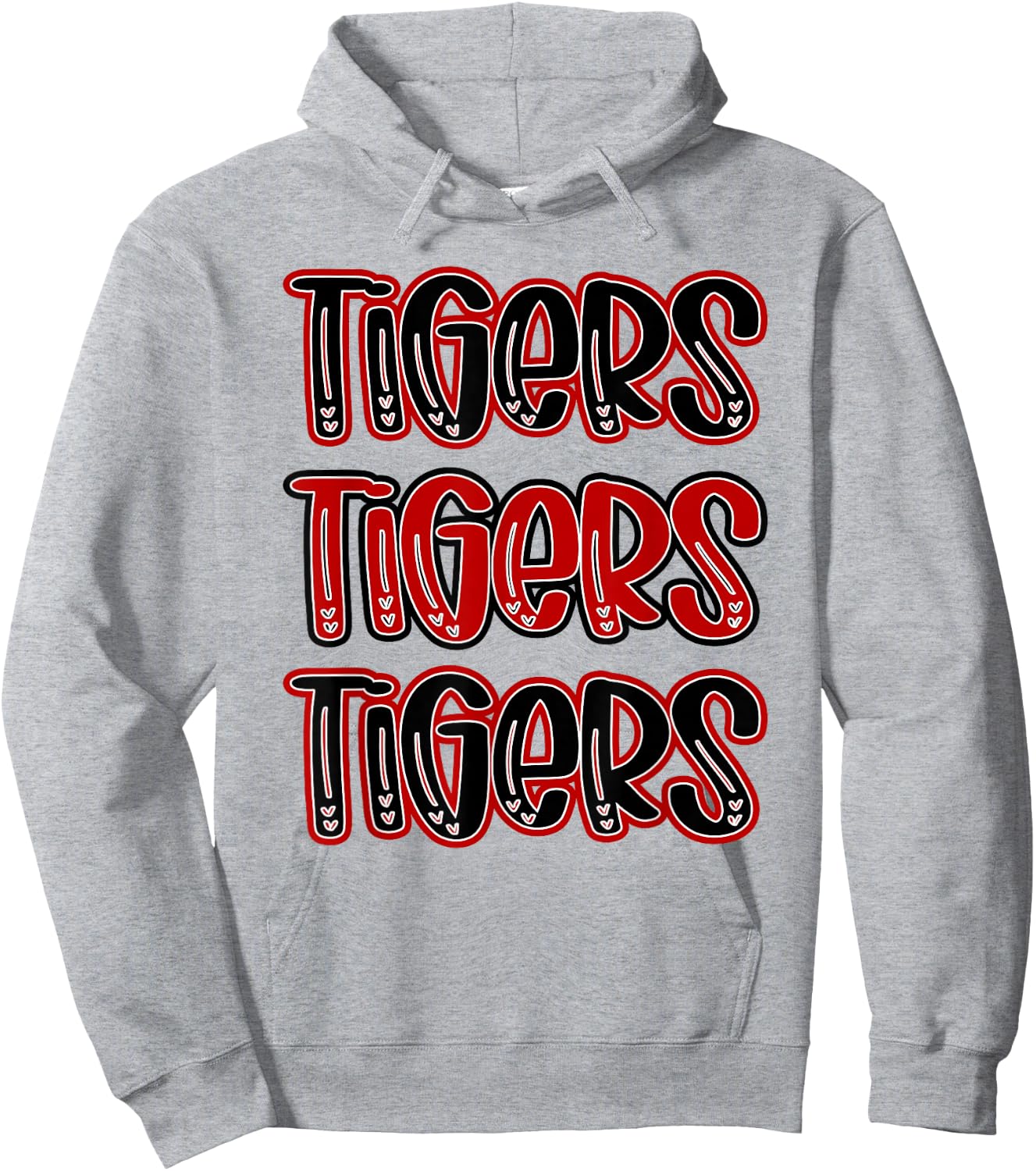 Tigers Repeating School Spirit Red Black Hoodie - Hoodie | Ash