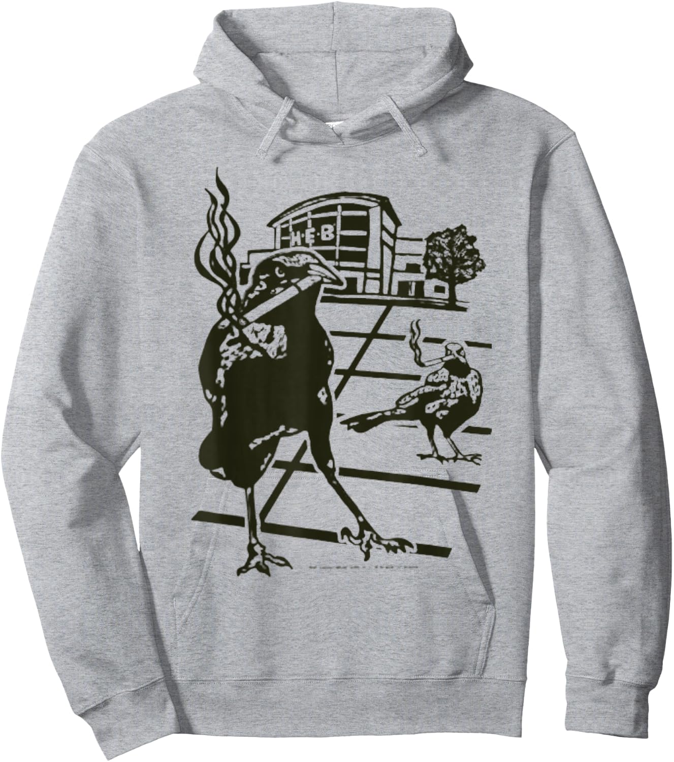 Smoking Grackle Bird Hoodie - Hoodie | Ash