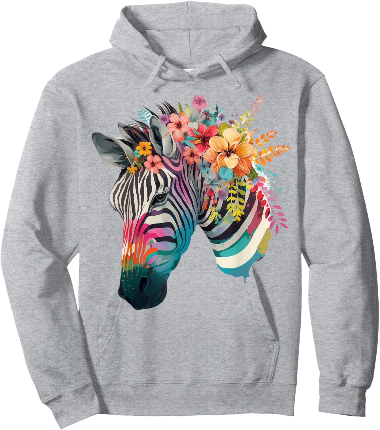 Cute Flower Zebra on summer Floral Zebra Hoodie - Hoodie | Ash