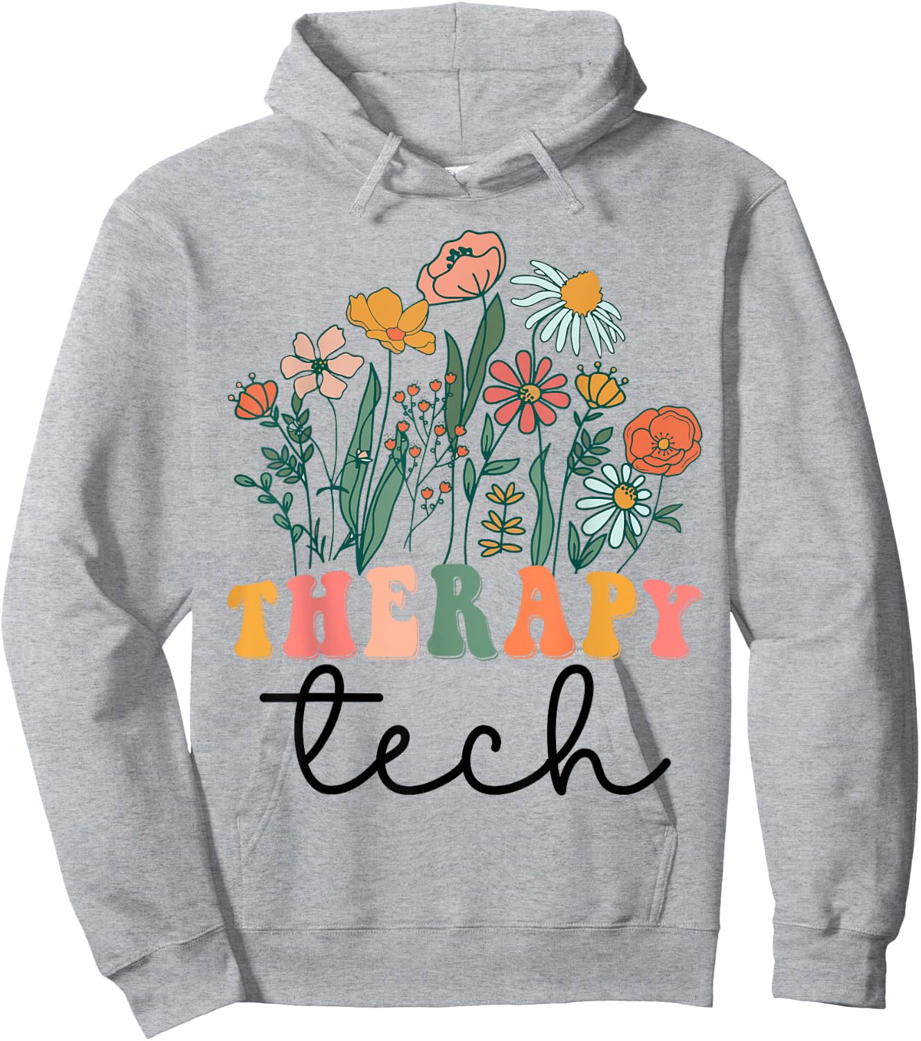 Groovy Wildflower Therapy Tech Hoodie - Hoodie | Ash