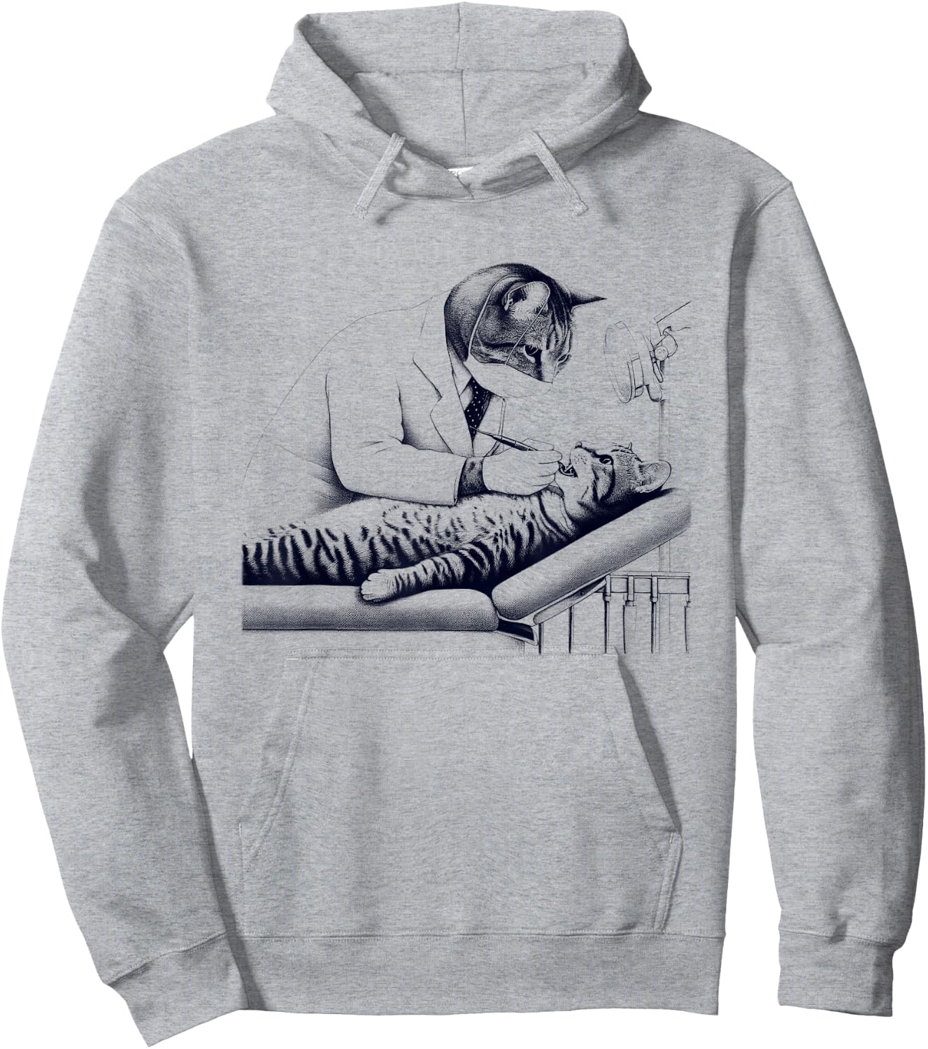 Vintage Retro Dentist Cat Kitten Lover Dental Hoodie - Hoodie | Ash