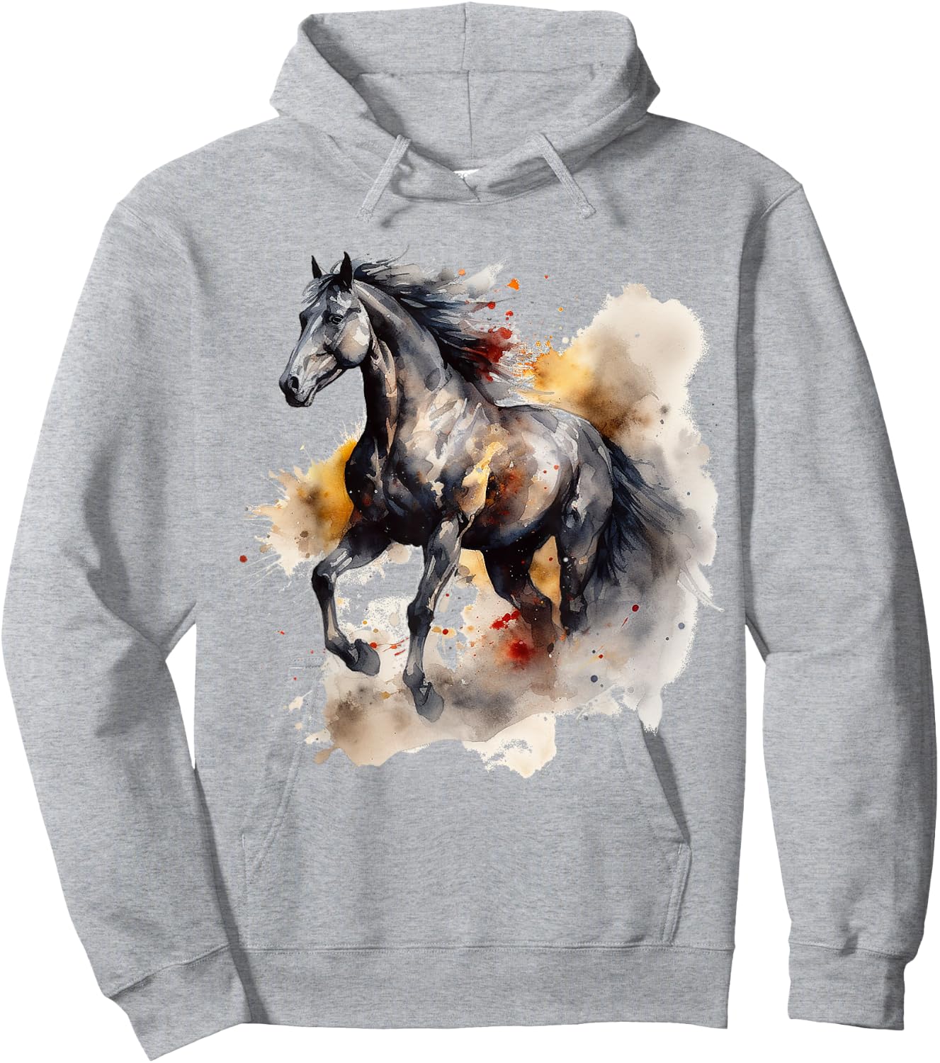 Horse Lover Artwork | Animal Motif Horse Hoodie - Hoodie | Ash
