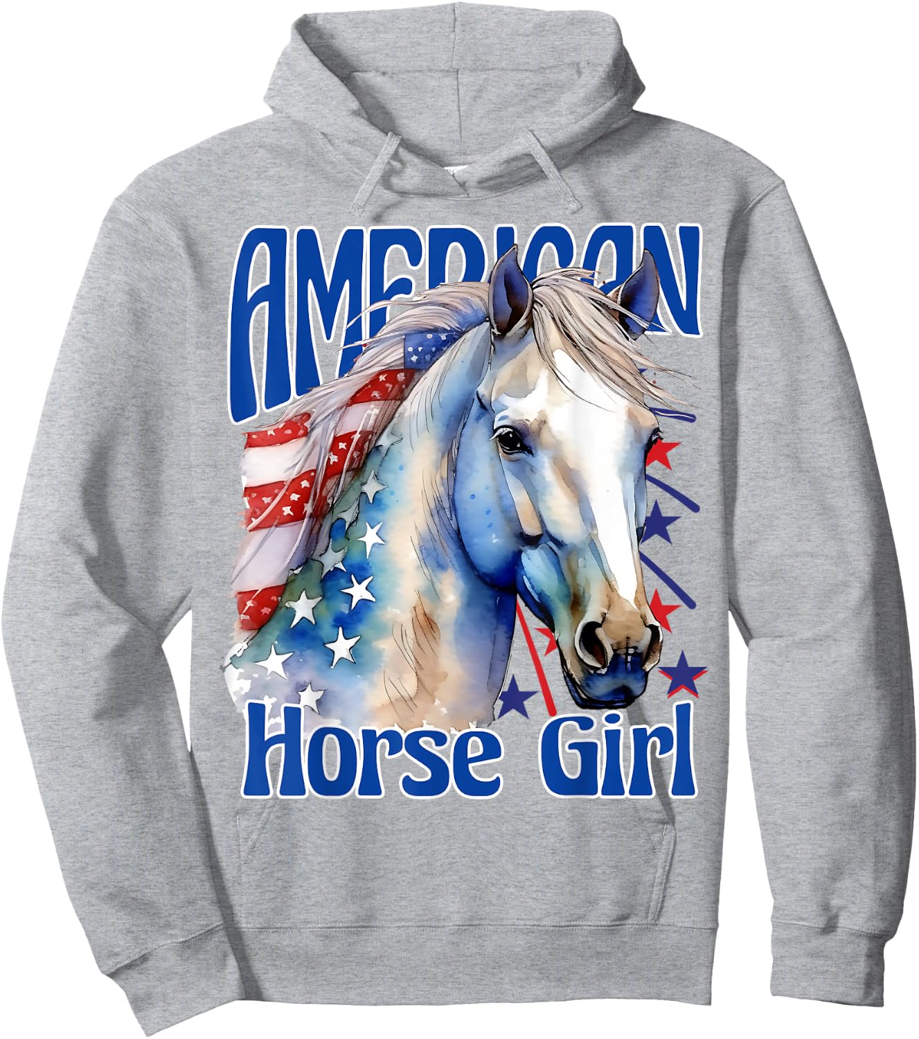 American Horse Girl Proud Patriotic Horse Girl Hoodie - Hoodie | Ash