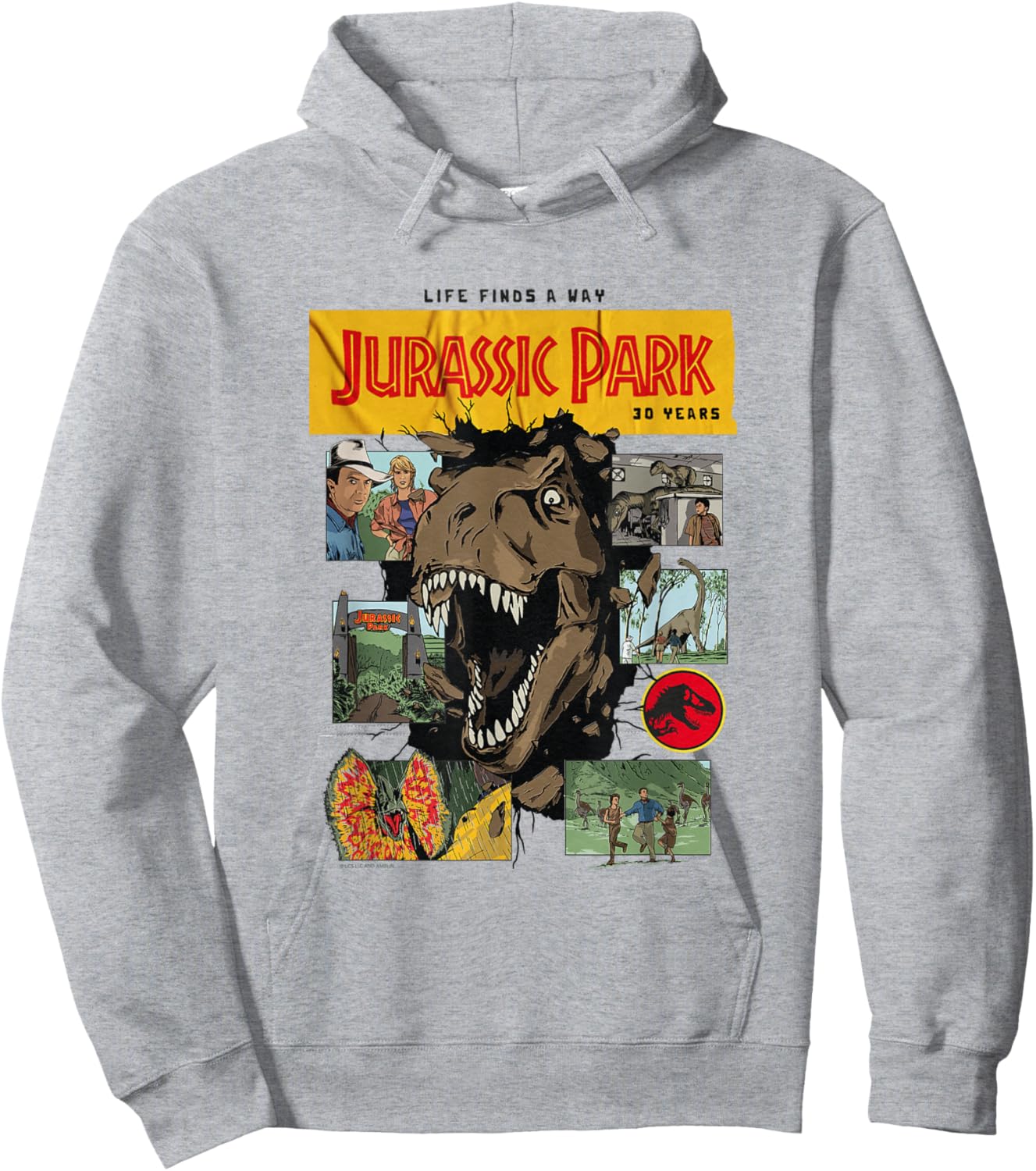 Jurassic Park 30th Anniversary Life Finds a Way Hoodie - Hoodie | Ash