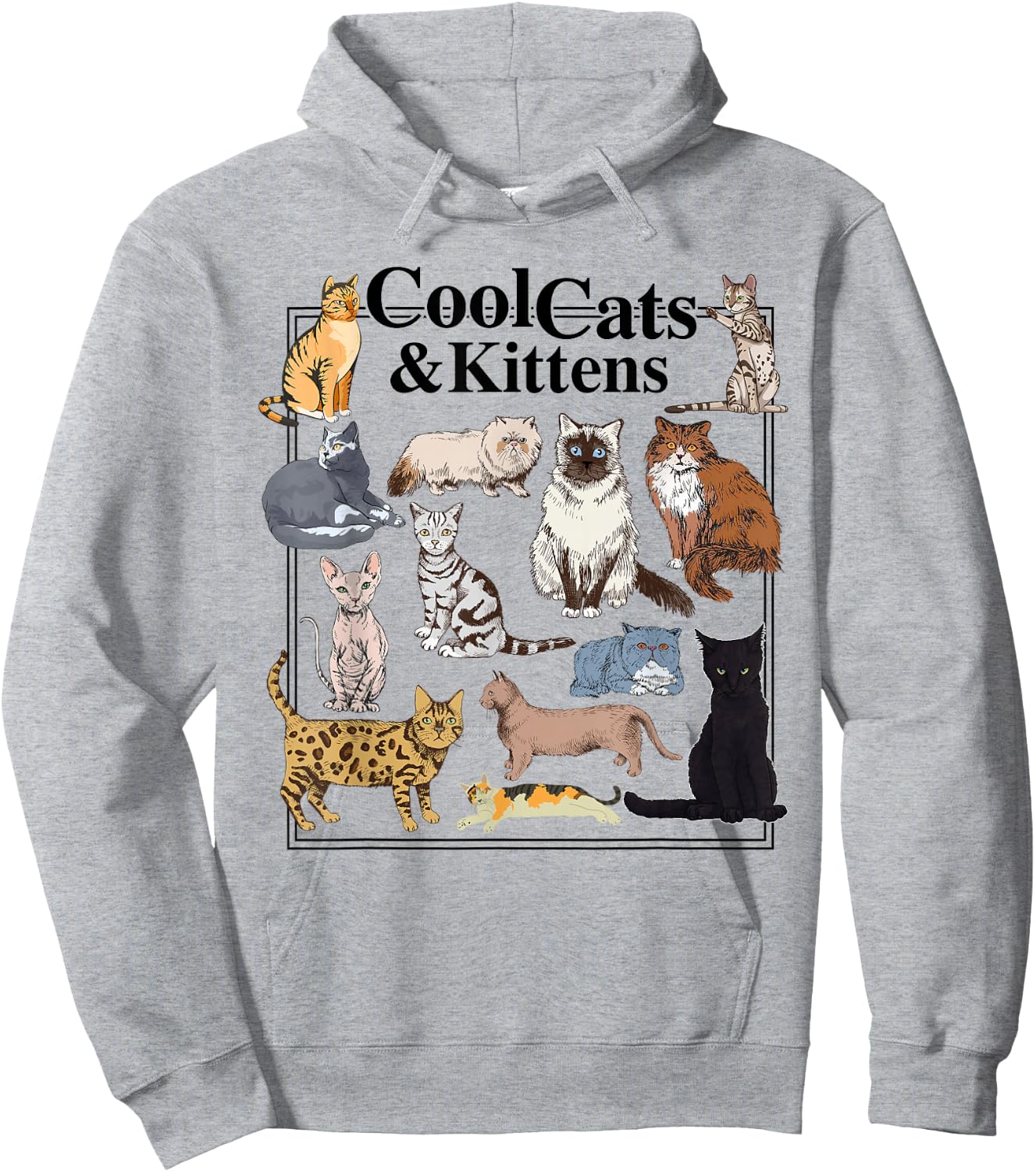 Cools Cat and Kitten Cat Types Funny Hoodie - Hoodie | Ash