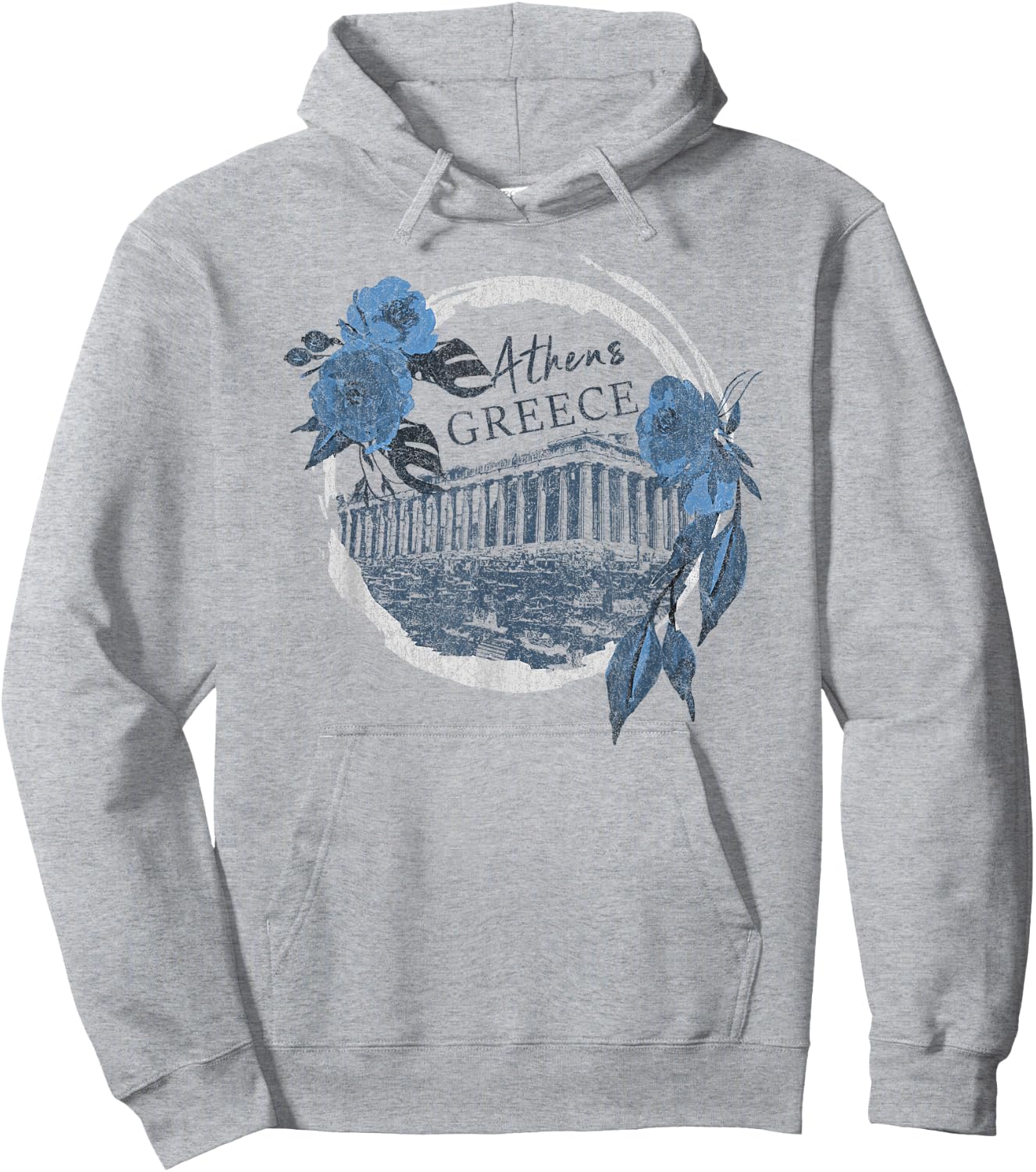 Athens Greece Parthenon Floral Hoodie - Hoodie | Ash