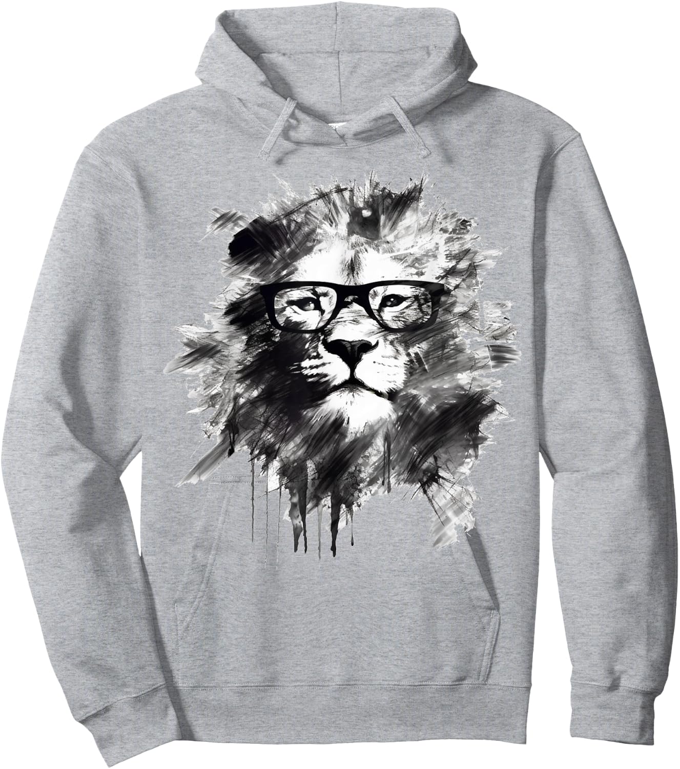 Lion Artwork Glasses - Art Animal Drawing Lion Hoodie - Hoodie | Ash