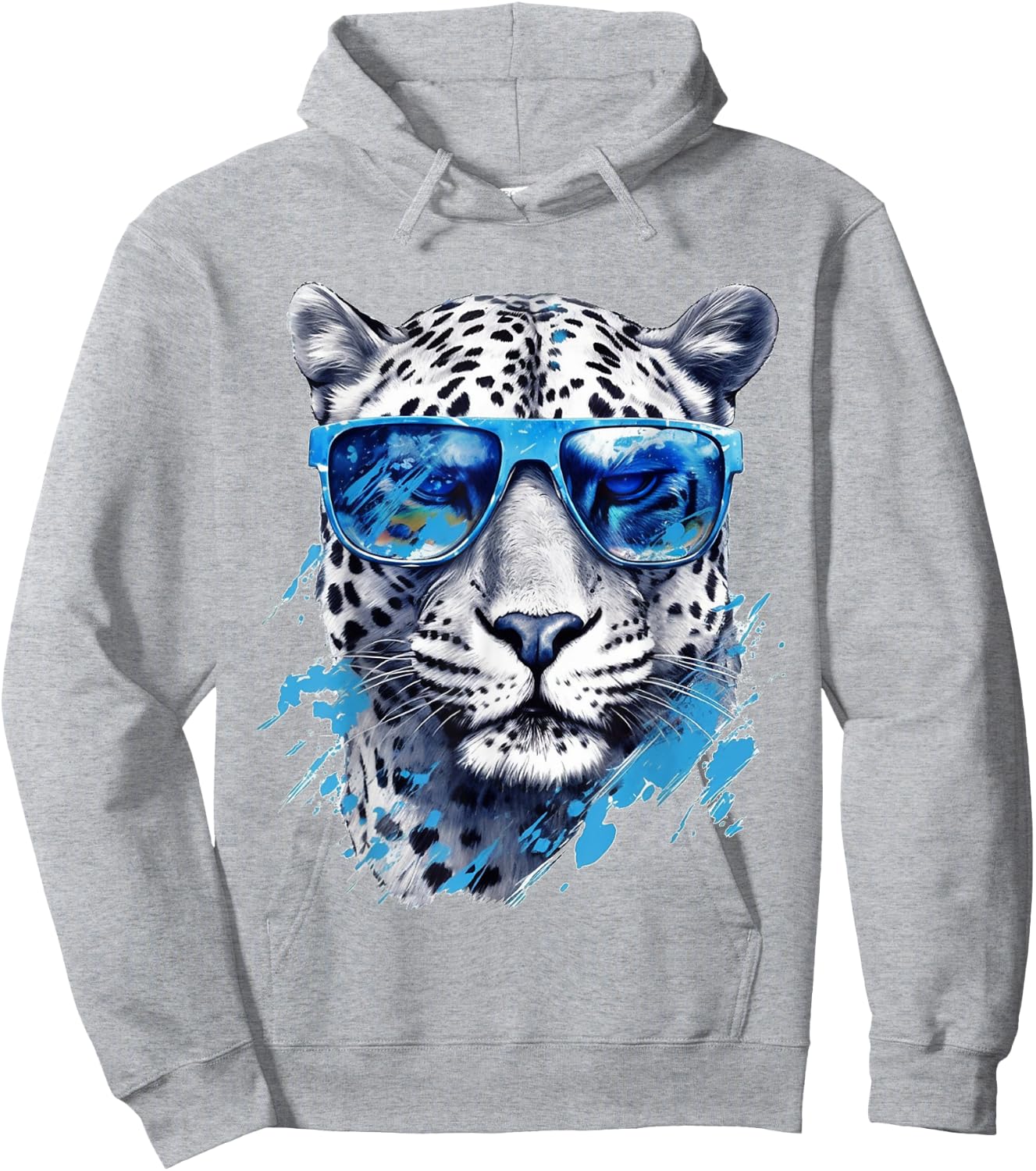 White Leopard Sunglasses Art - Animal Leopard Hoodie - Hoodie | Ash