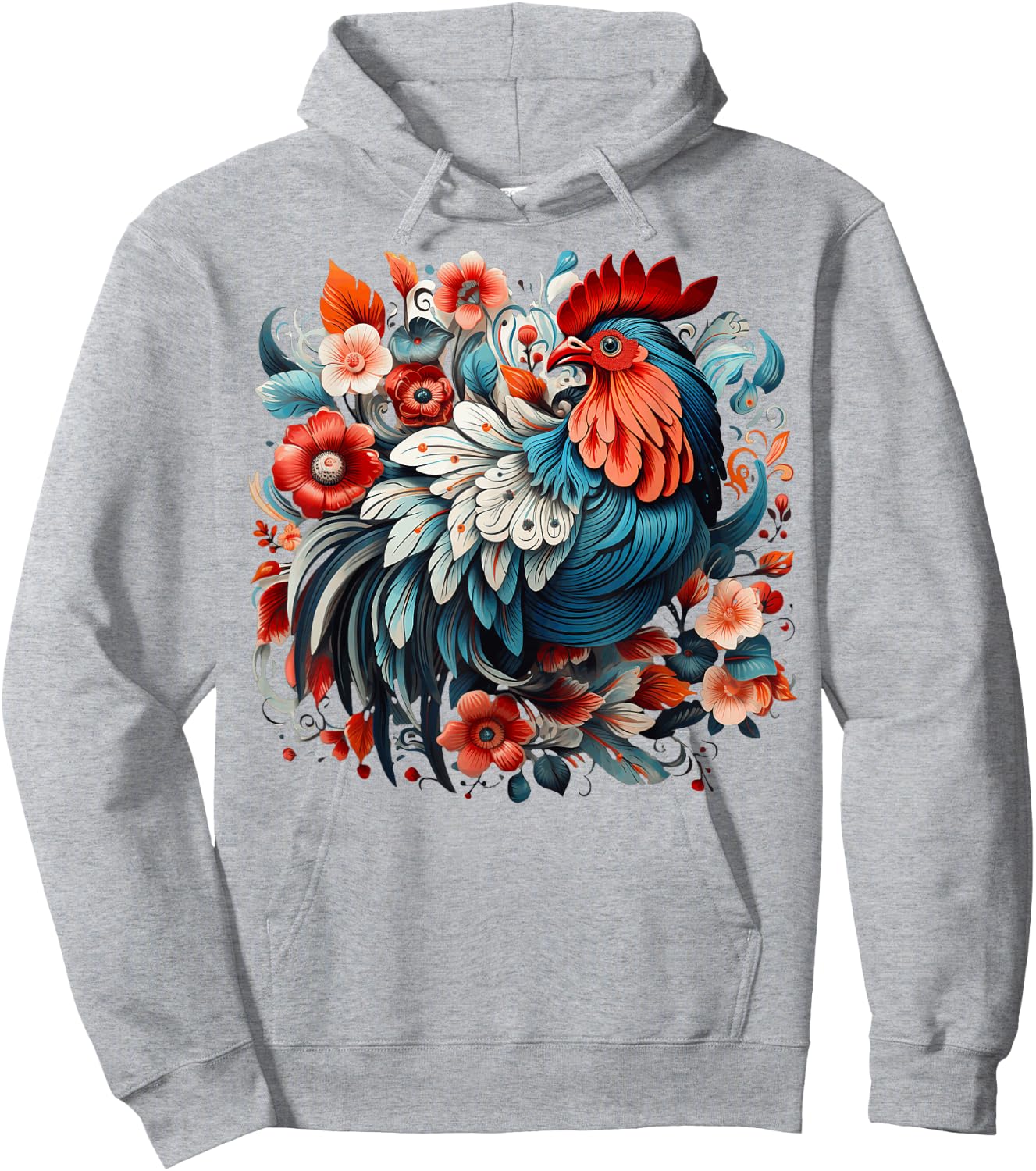 Chicken Floral Hoodie - Hoodie | Ash
