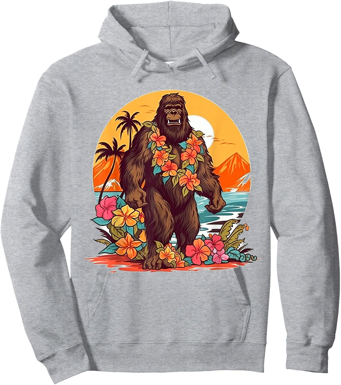 Floral Beach Vacation Bigfoot Hoodie - Hoodie | Ash