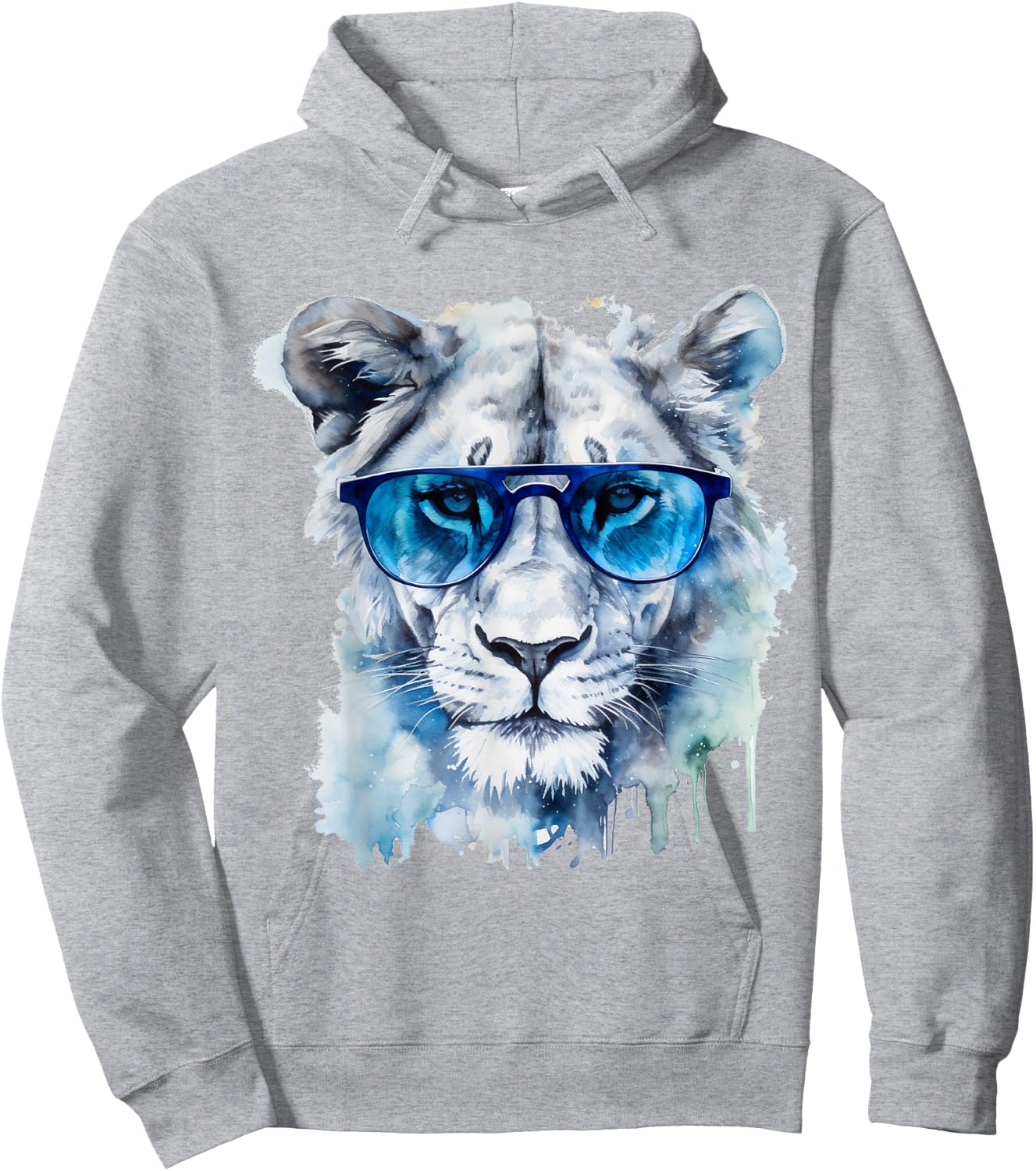 White Lion Artwork - Animal Sunglasses Art Lion Hoodie - Hoodie | Ash
