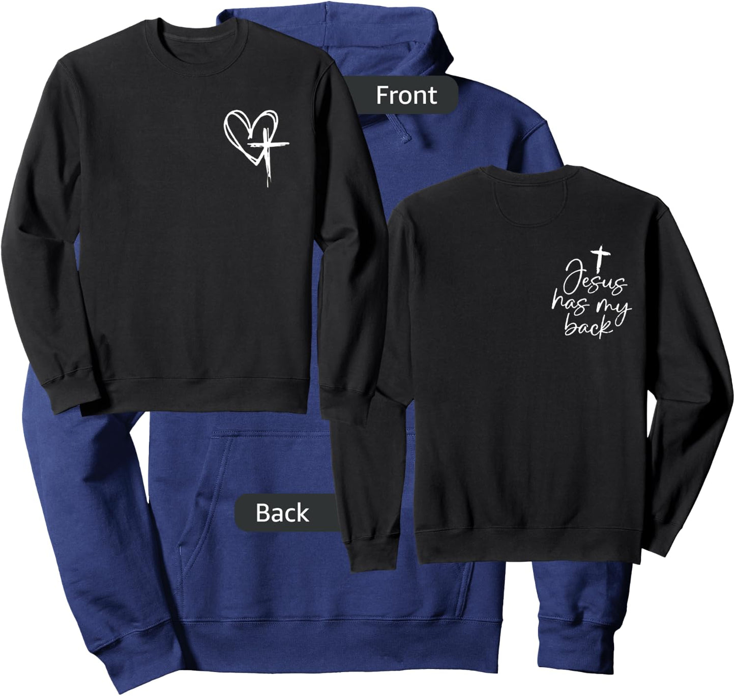 Jesus Has My Back Hoodie - Hoodie | Navy