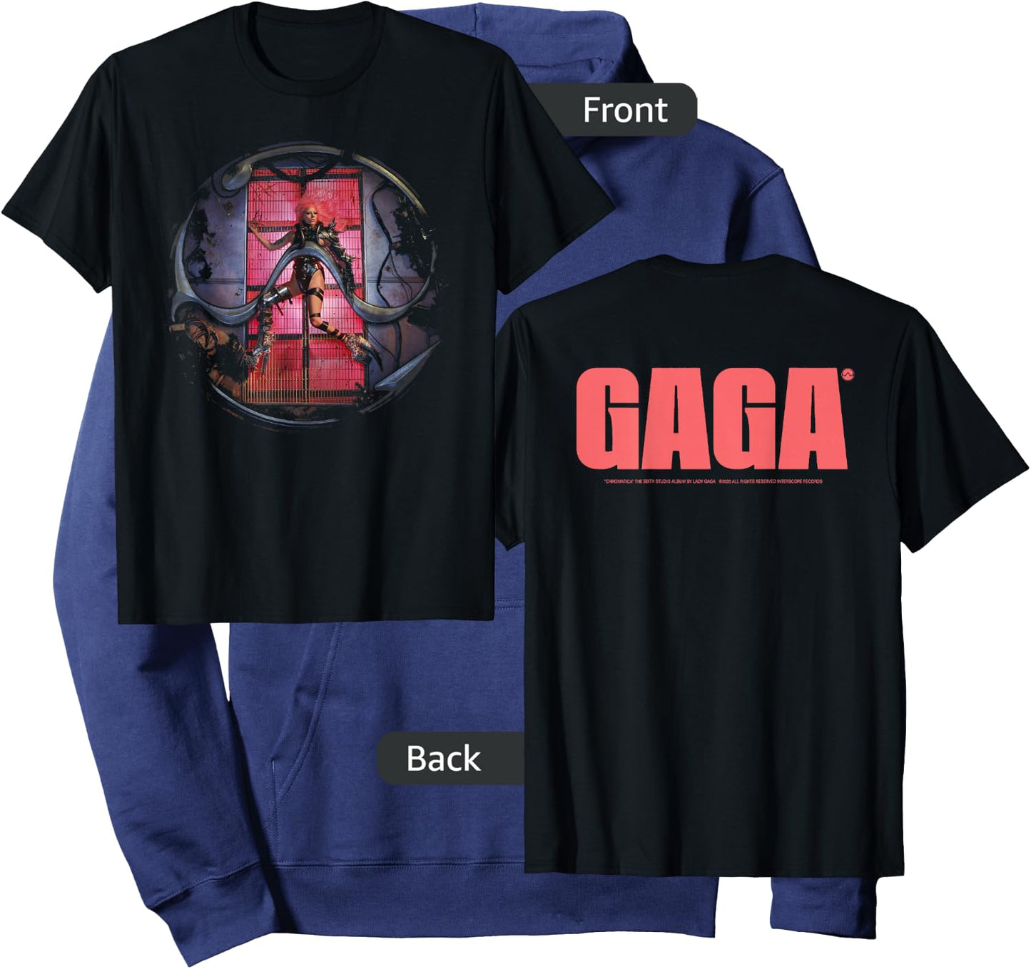 Official Lady Gaga Chromatica Cover Hoodie - Hoodie | Navy