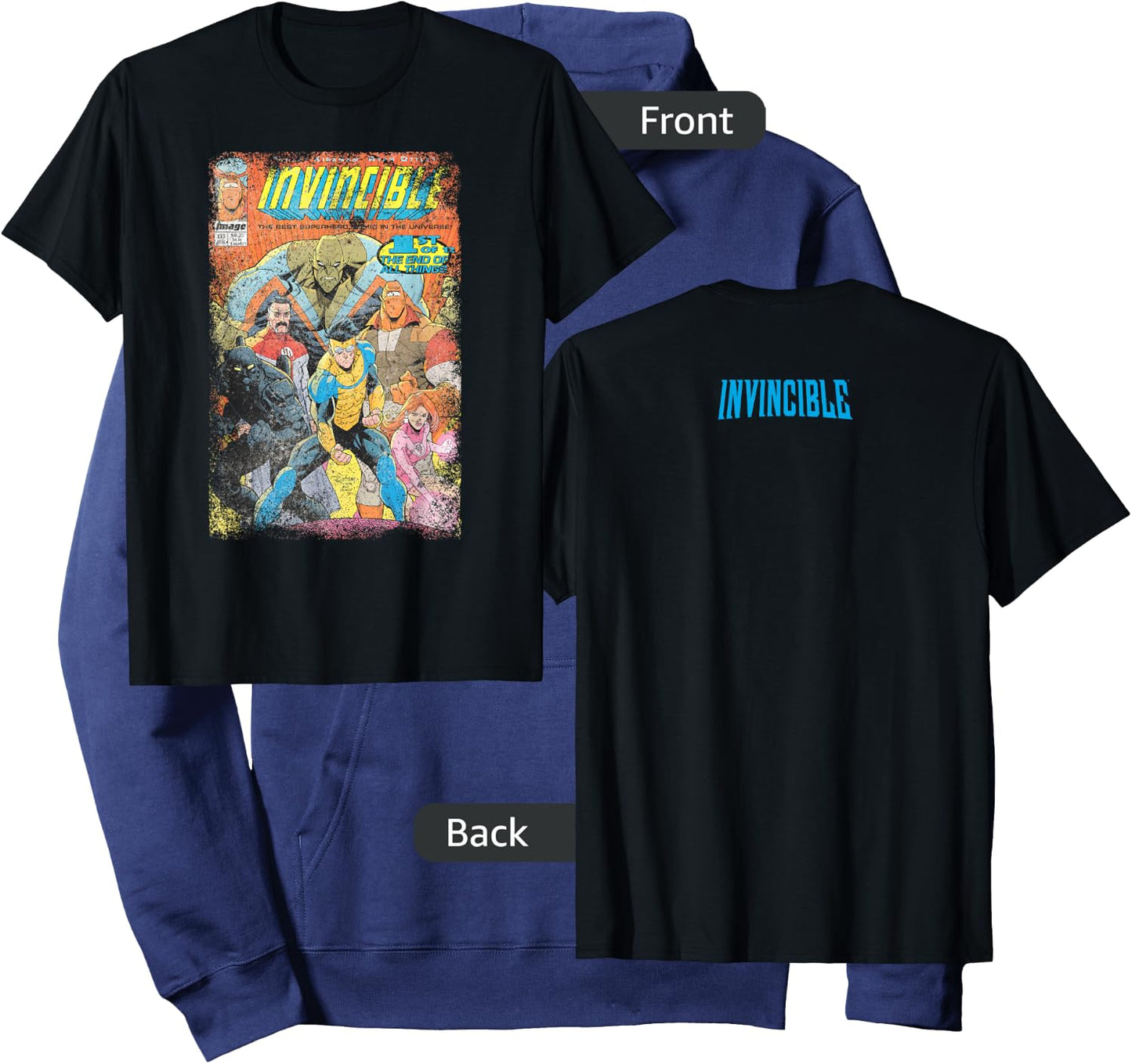 Invincible Distressed Cover - Homage Hoodie - Hoodie | Navy