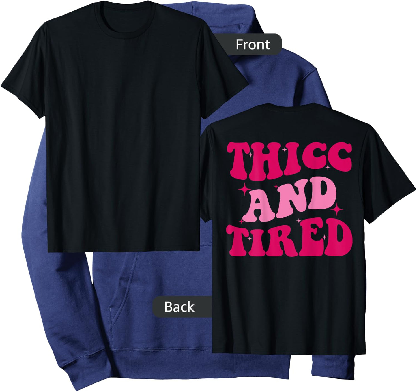 Thicc And Tired Funny Saying Groovy Women Hoodie - Hoodie | Navy