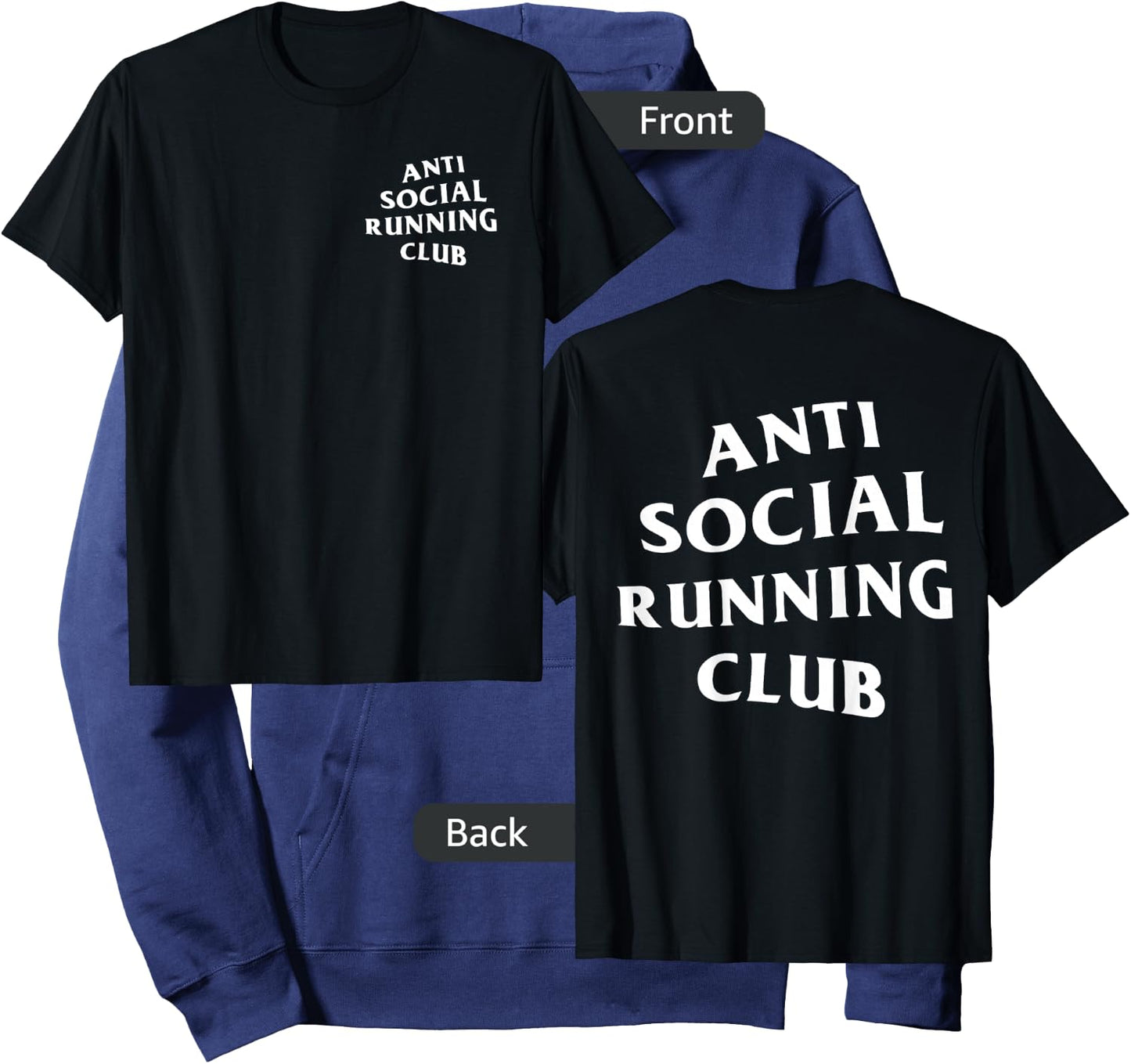 Anti Social Running Club: White (Front + Back) Hoodie - Hoodie | Navy