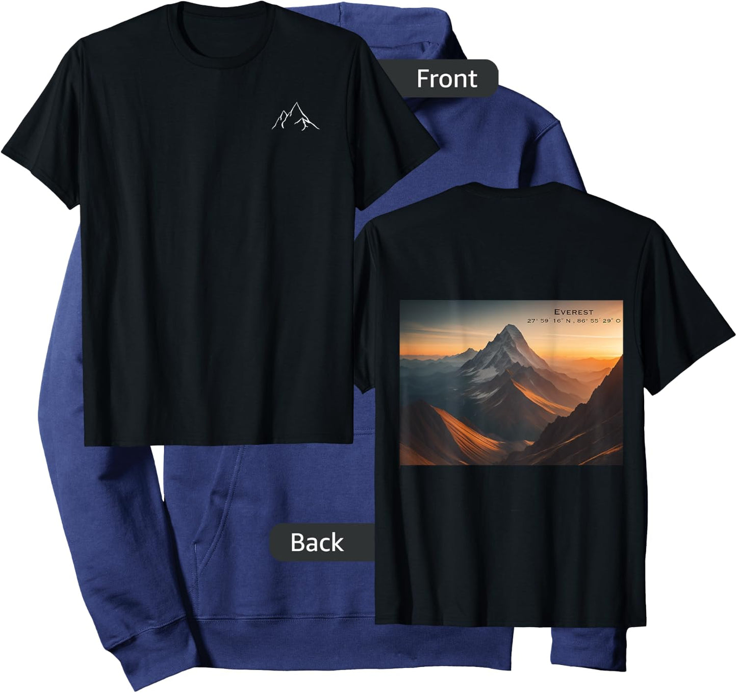 Everest Mountain Design with Back Print Hoodie - Hoodie | Navy