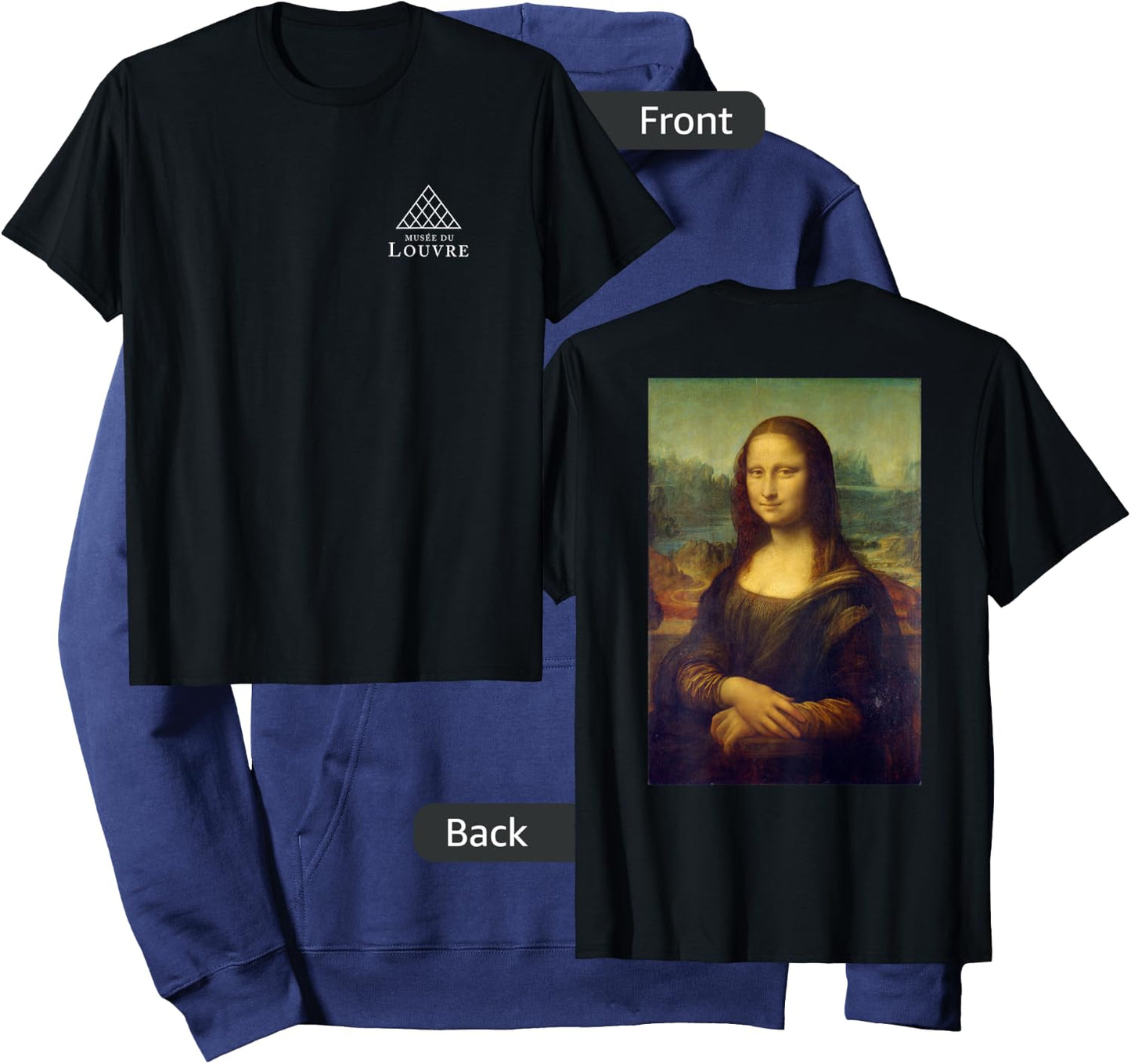 Utopia Sport Louvre Museum Paris France Mona Lisa , Black, Small, -Adults, -Kids, Women, Short Sleeve, Classic Fit, Cotton 60%, Polyester 40% Hoodie - Hoodie | Navy