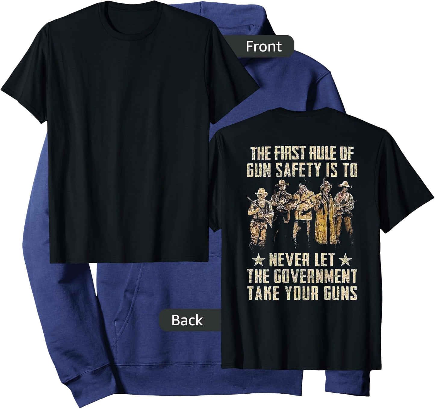 The First Rule Of Gun Safety (on back) Hoodie - Hoodie | Navy