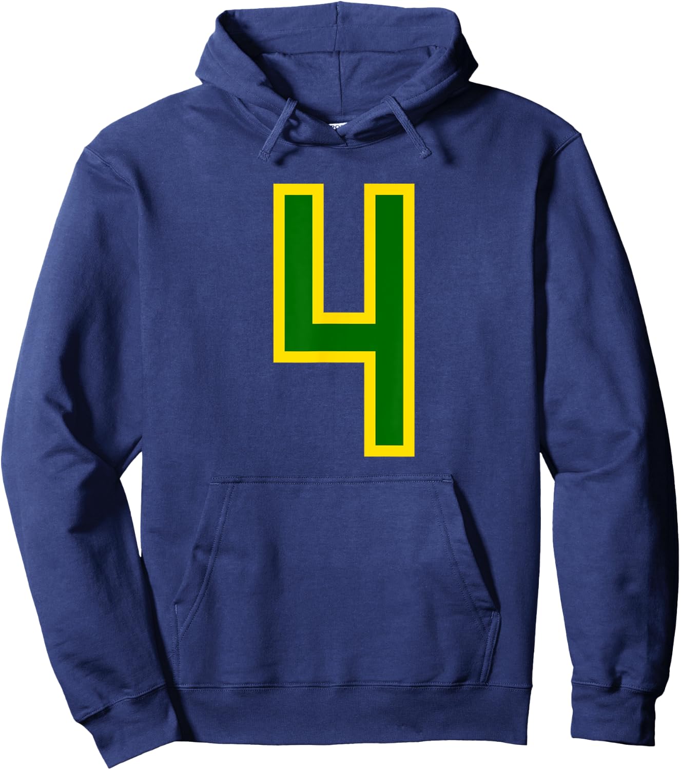 Number #4 Green Yellow Sport Number 4 Hoodie - Hoodie | Navy