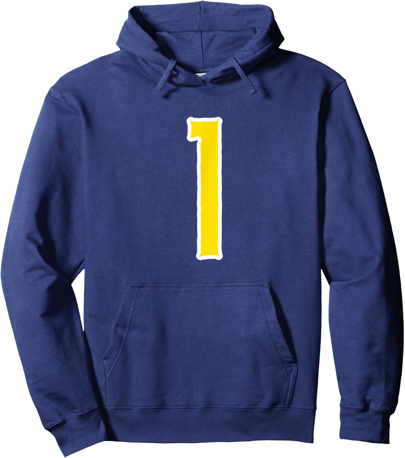 1 Jersey Yellow White Sports Team Jersey Number Hoodie - Hoodie | Navy