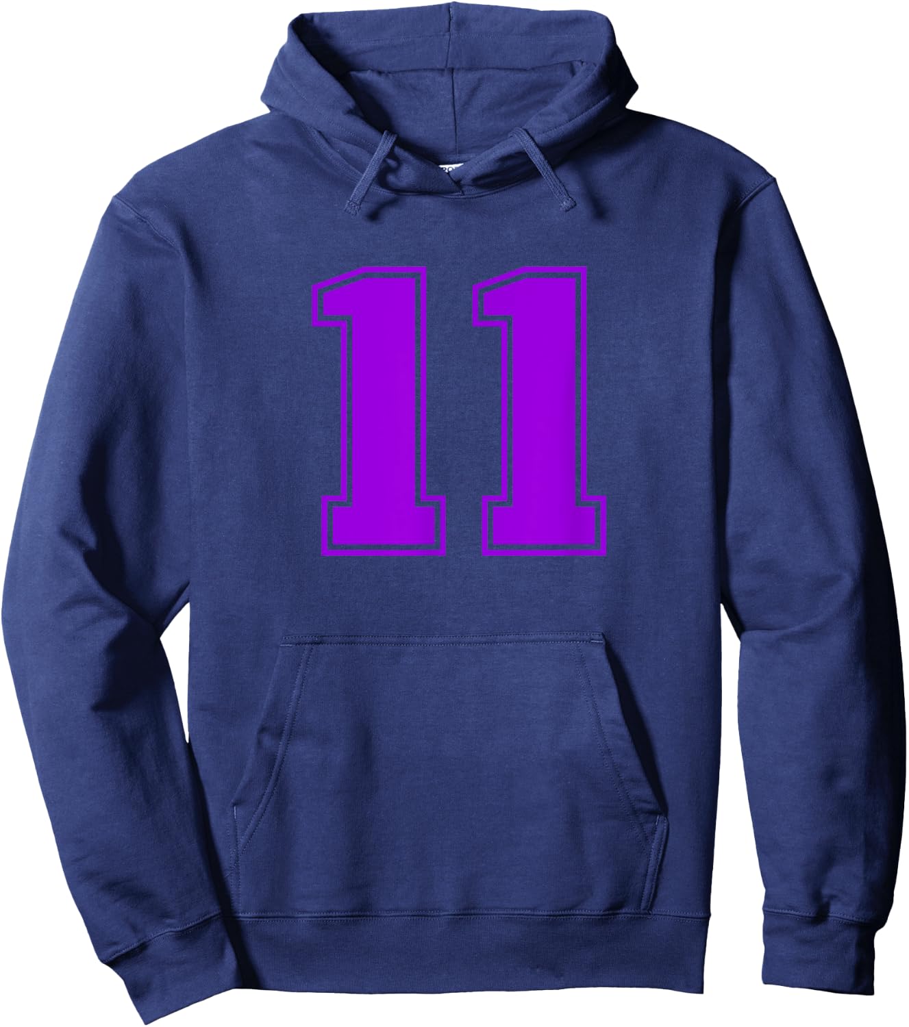 Number #11 Purple Sports Fan Jersey Number Hoodie - Hoodie | Navy
