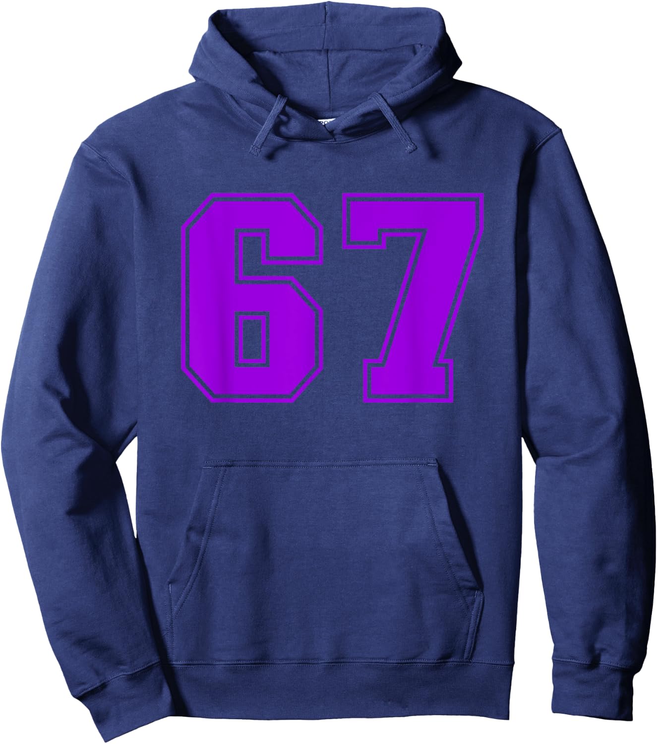 Number #67 Purple Sports Team Varsity Number Hoodie - Hoodie | Navy