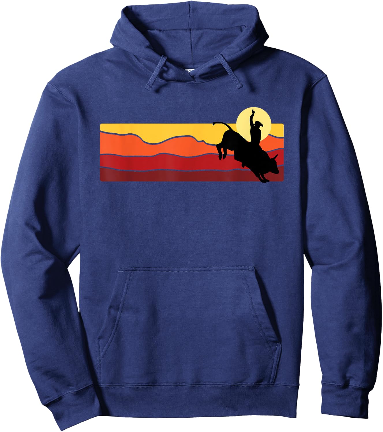 Bull Riding Rodeo Cowboy Country Western Retro Hoodie - Hoodie | Navy