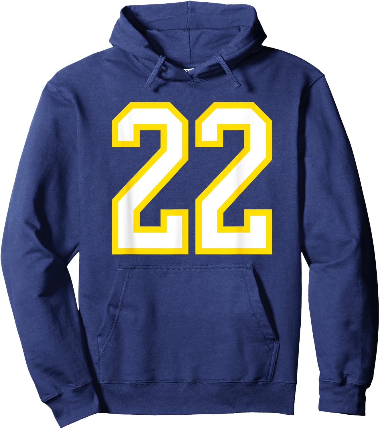 Number #22 Sport Yellow White Varsity Number 22 Hoodie - Hoodie | Navy