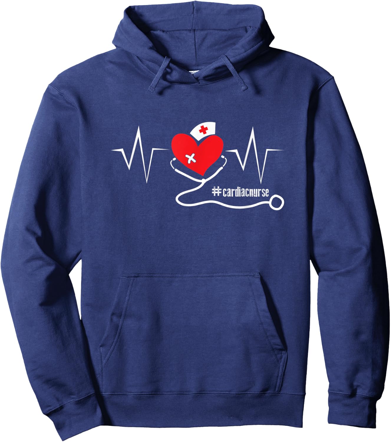 Cardiac Nurse Cardiology Nursing Heartbeat Hoodie - Hoodie | Navy