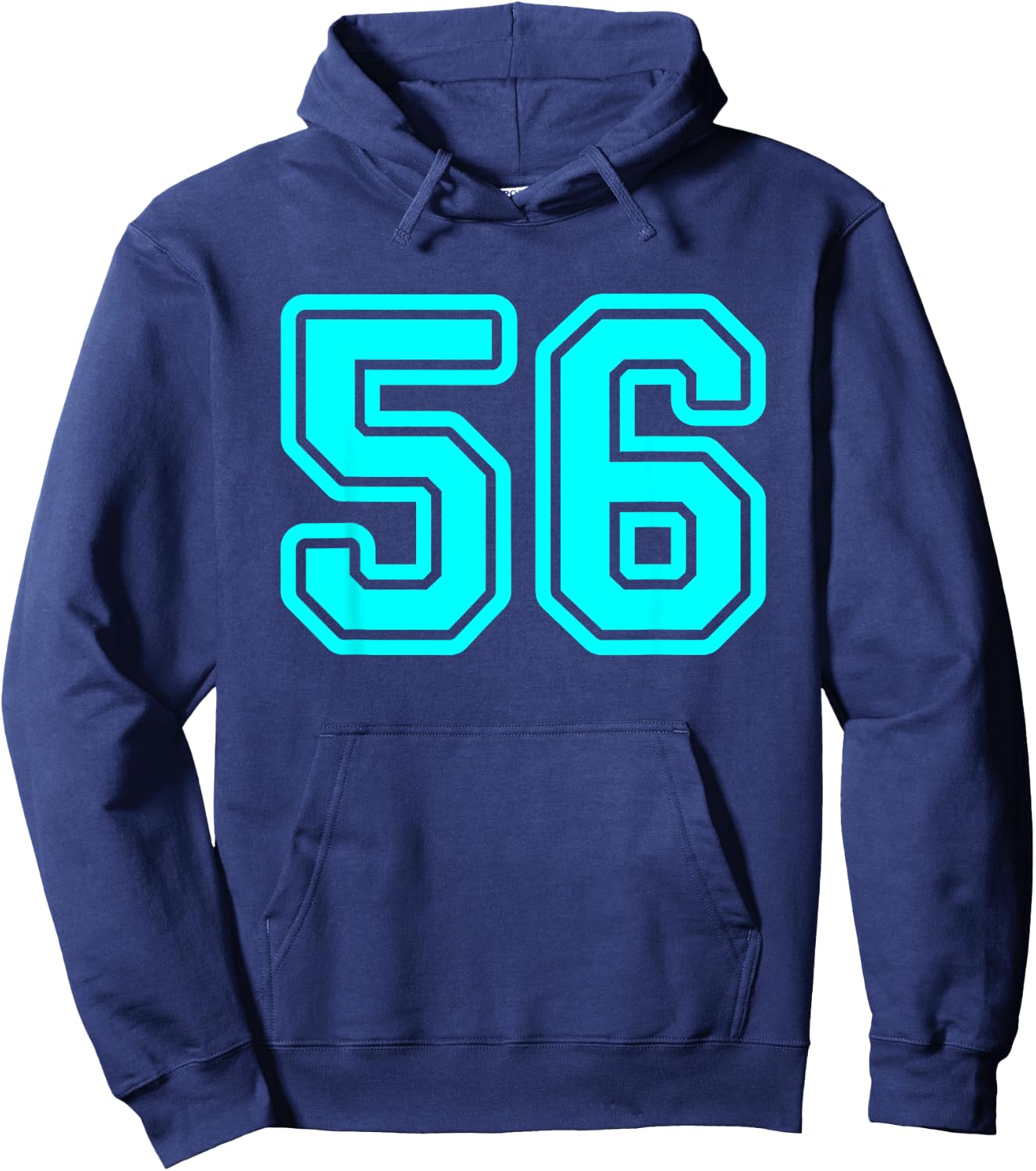 Number #56 Cyan Sport Number 56 Hoodie - Hoodie | Navy