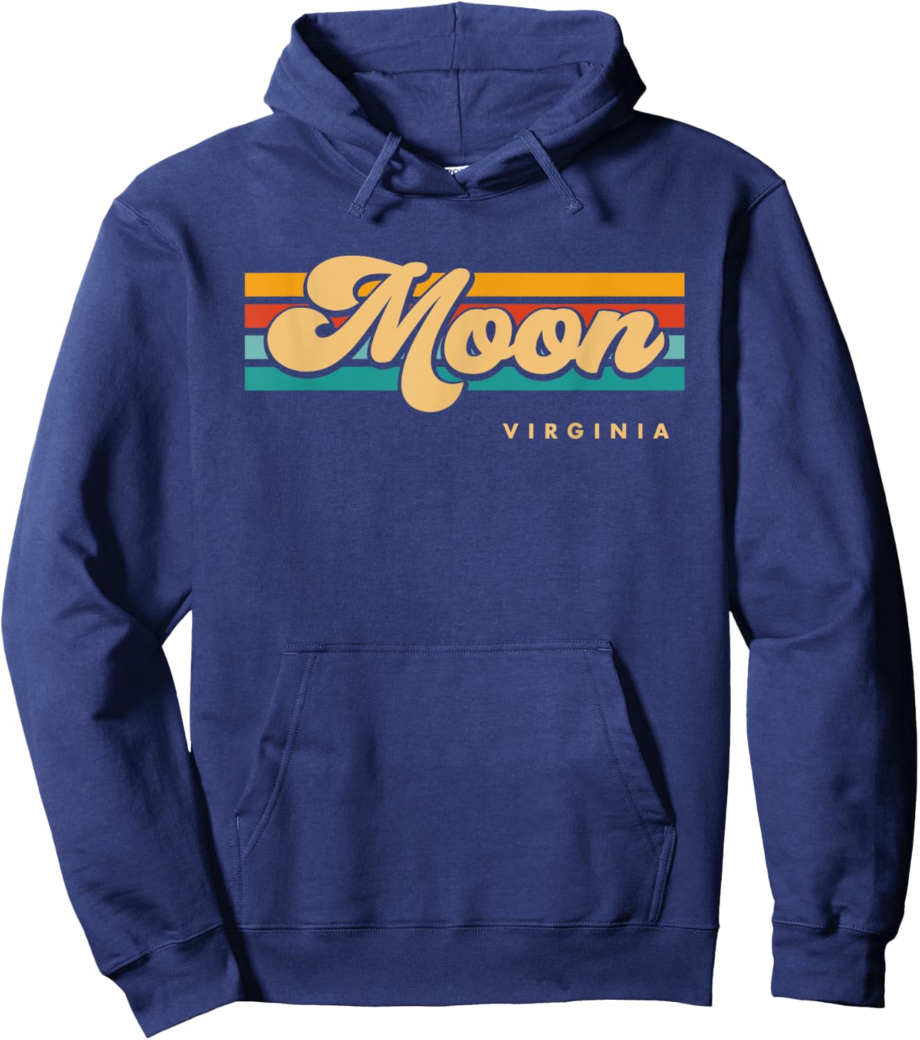 Vintage Sunset Stripes Moon, Virginia Hoodie - Hoodie | Navy
