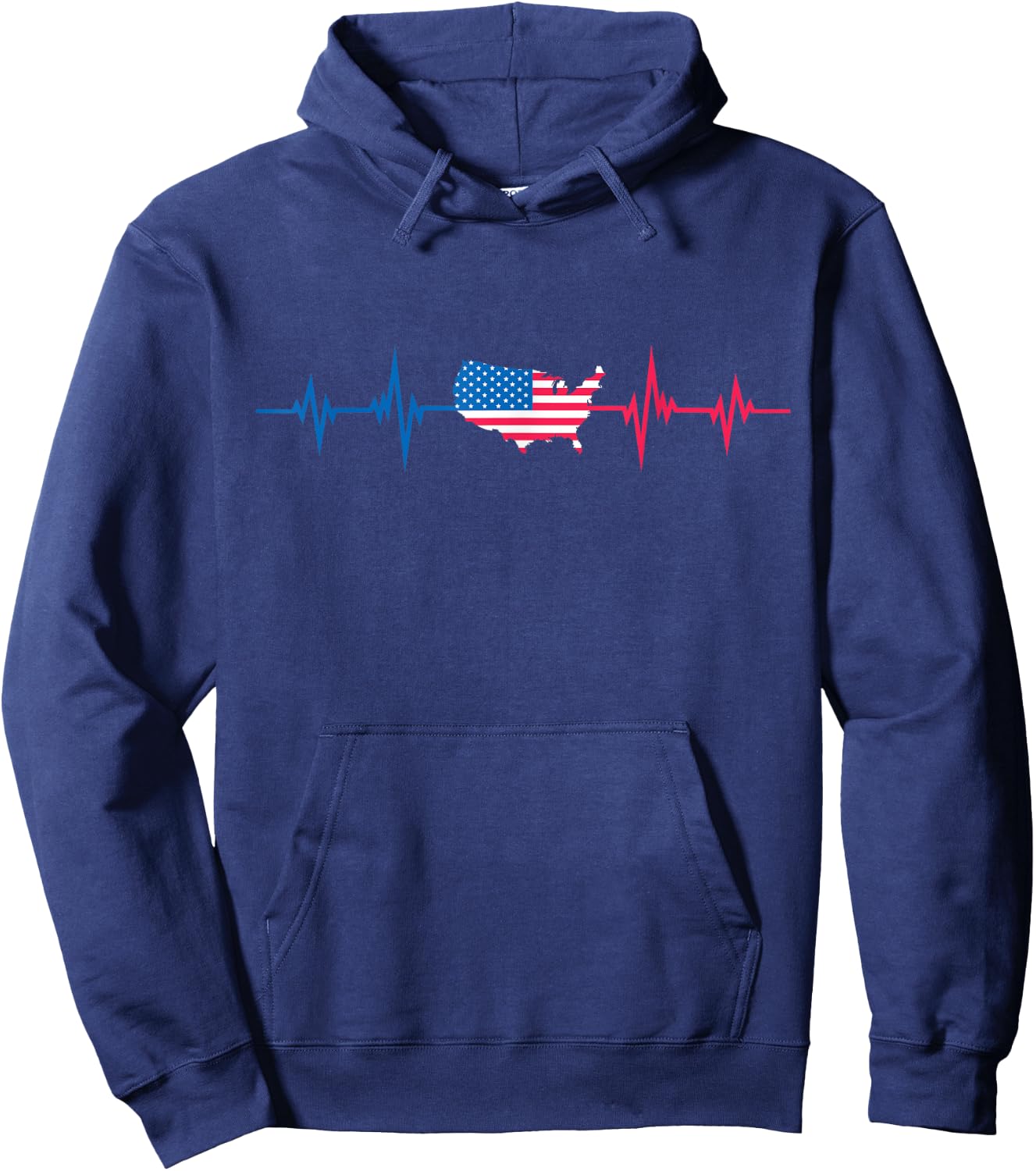 Heartbeat Design american Flag USA Hoodie - Hoodie | Navy