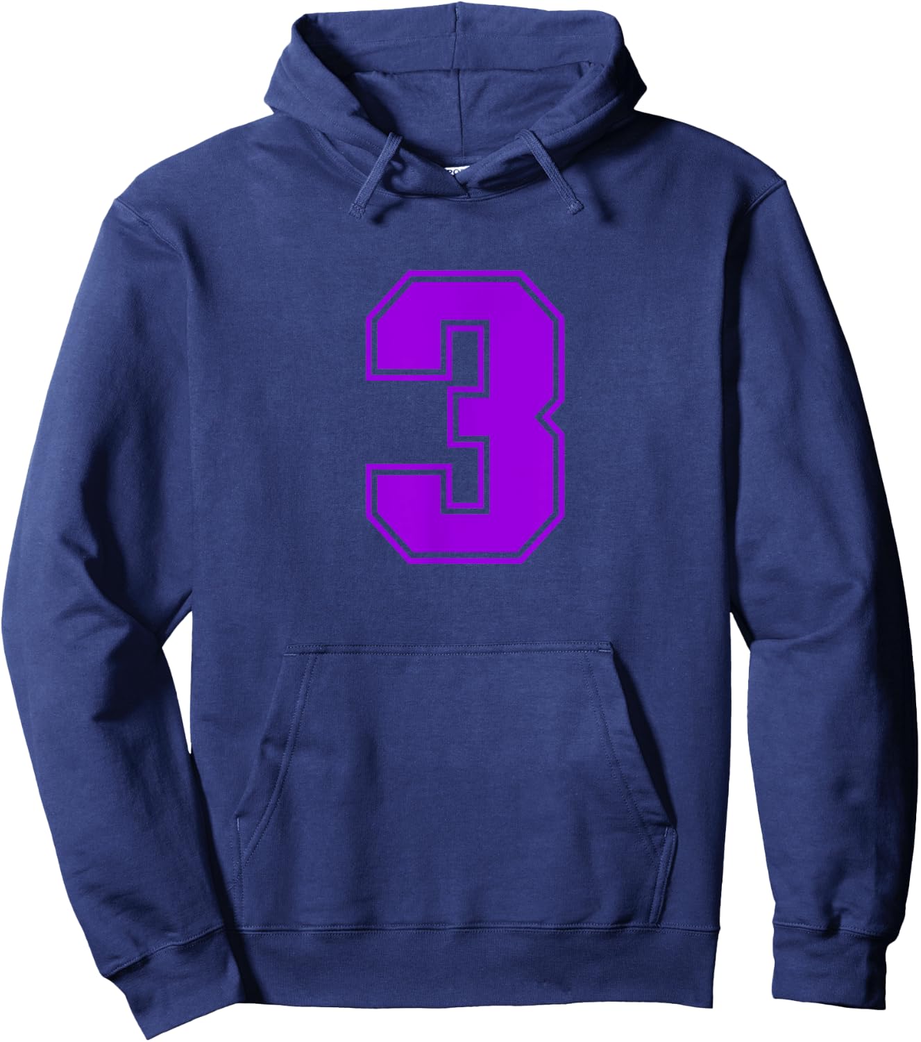 Number #3 Purple Sports Fan Jersey Number Hoodie - Hoodie | Navy