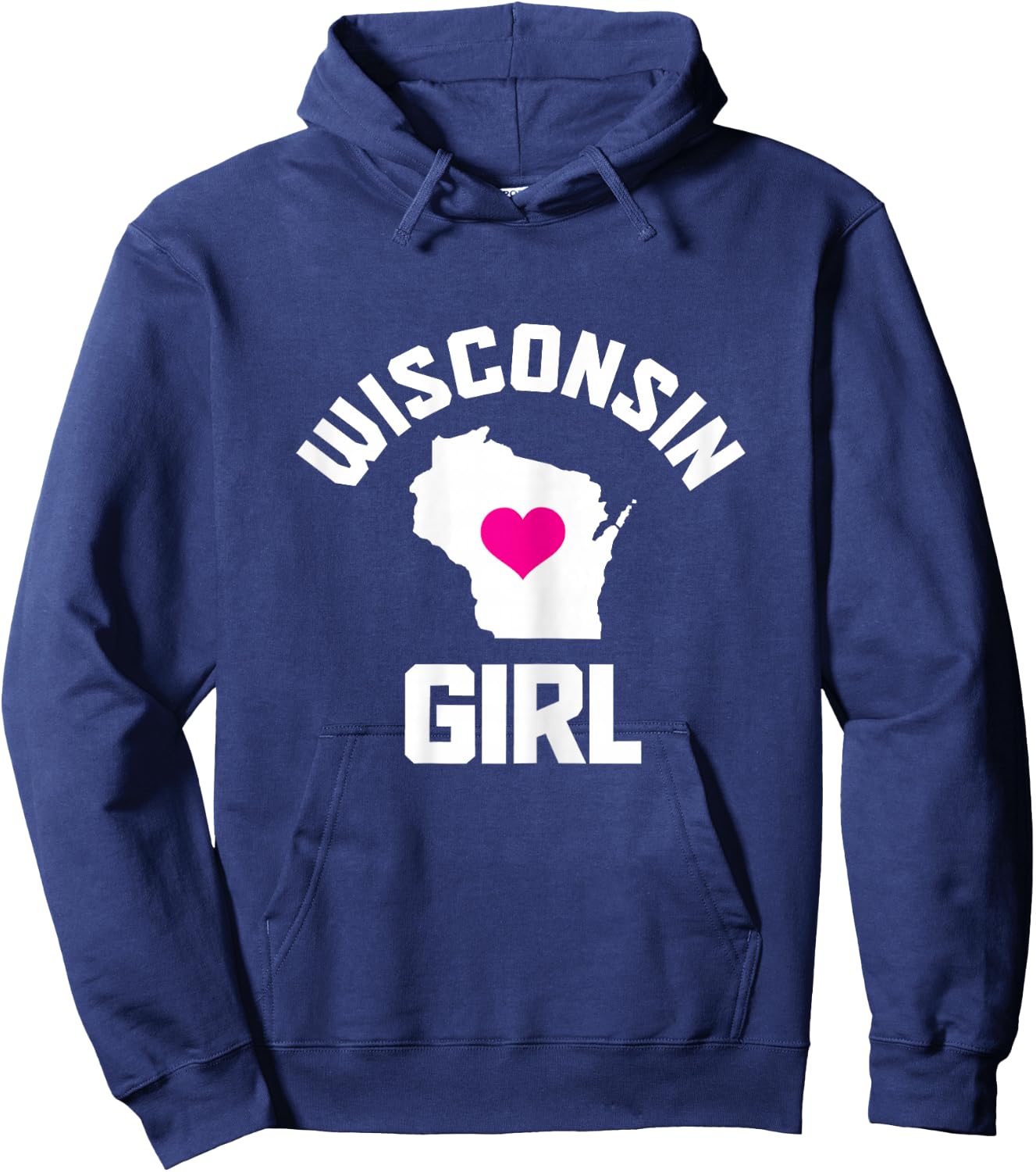 State of Wisconsin Heart Pride Vintage Girls Hoodie - Hoodie | Navy