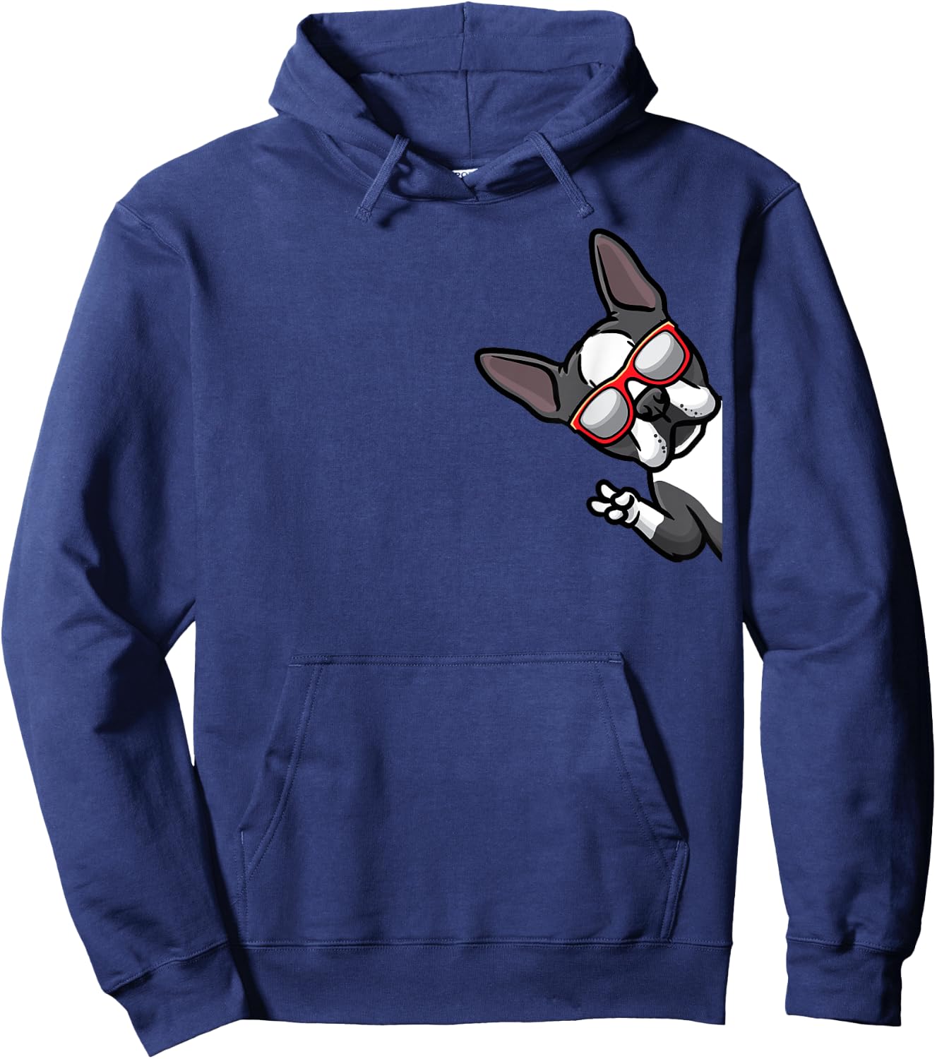 Boston Terrier Dog From Side Boston Bull Hoodie - Hoodie | Navy