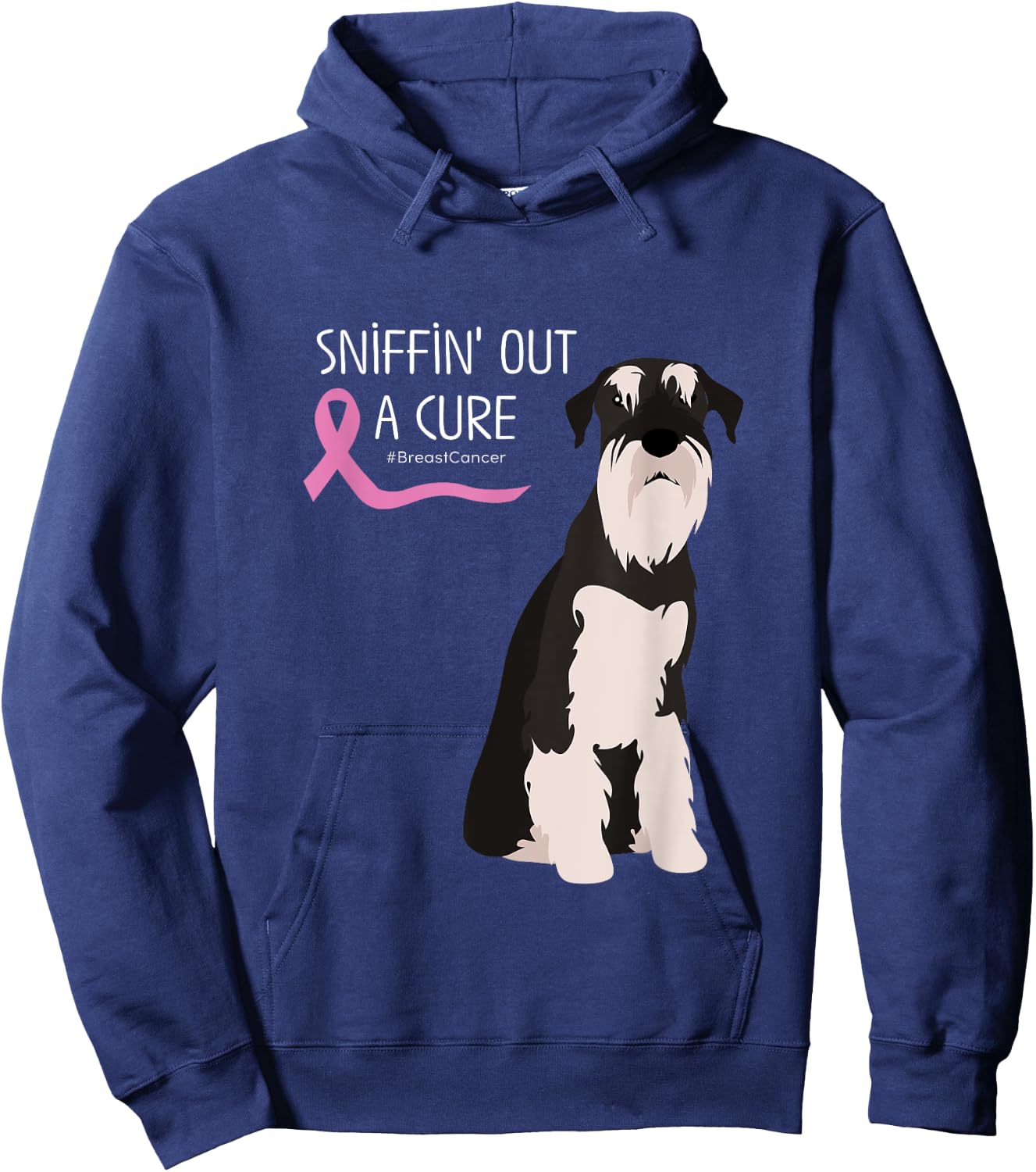 Schnauzer Dog Lover Breast Cancer Awareness Hoodie - Hoodie | Navy