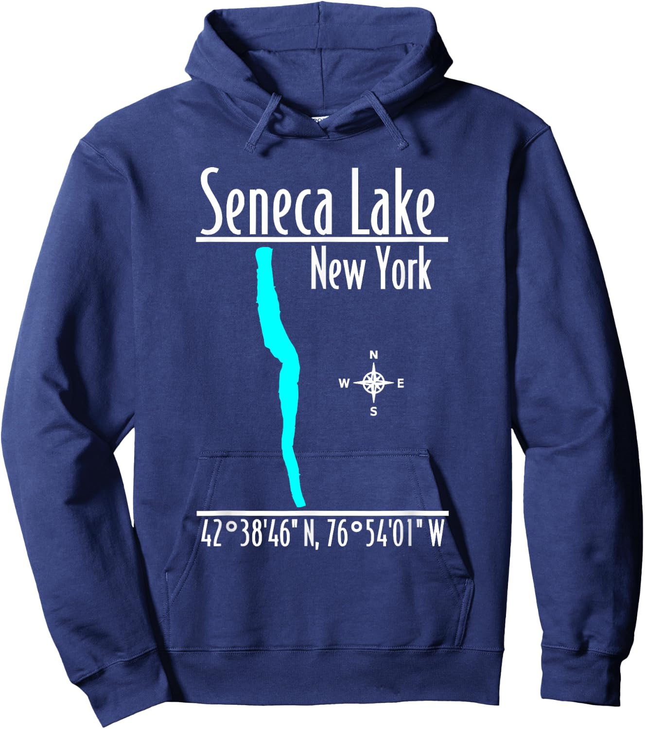 Modern Seneca Lake, New York Hoodie - Hoodie | Navy