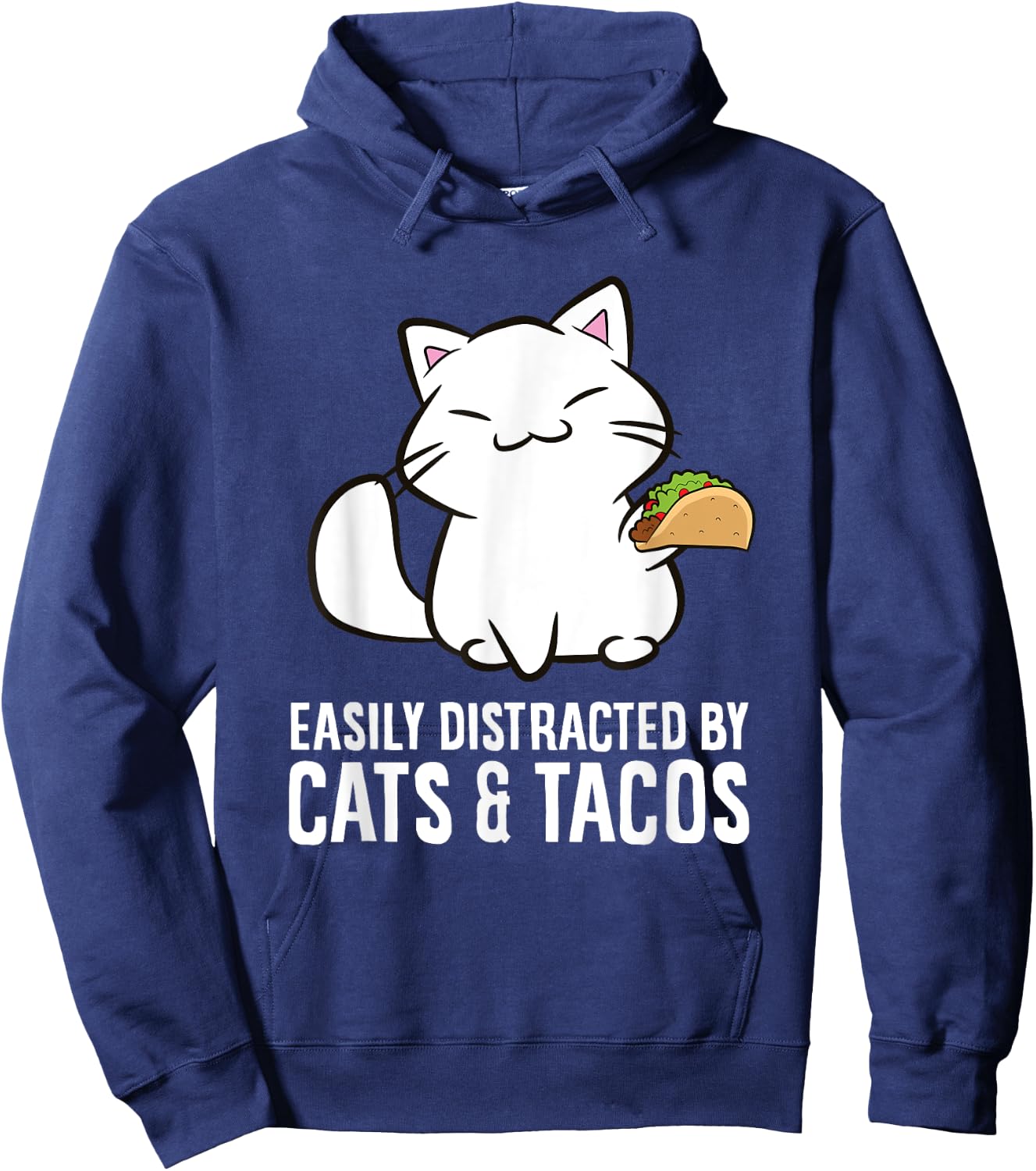 Easily Distracted By Cats And Tacos Hoodie - Hoodie | Navy