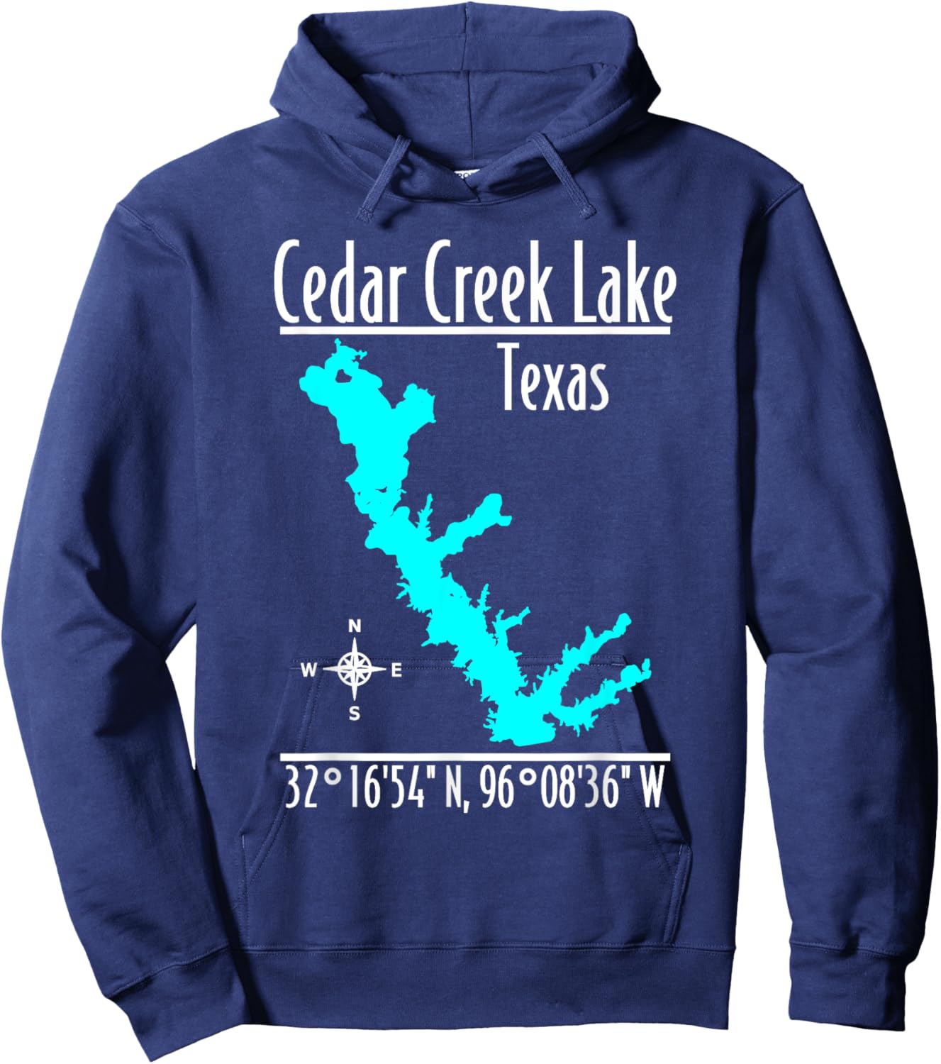 Modern Cedar Creek Lake - Texas Hoodie - Hoodie | Navy