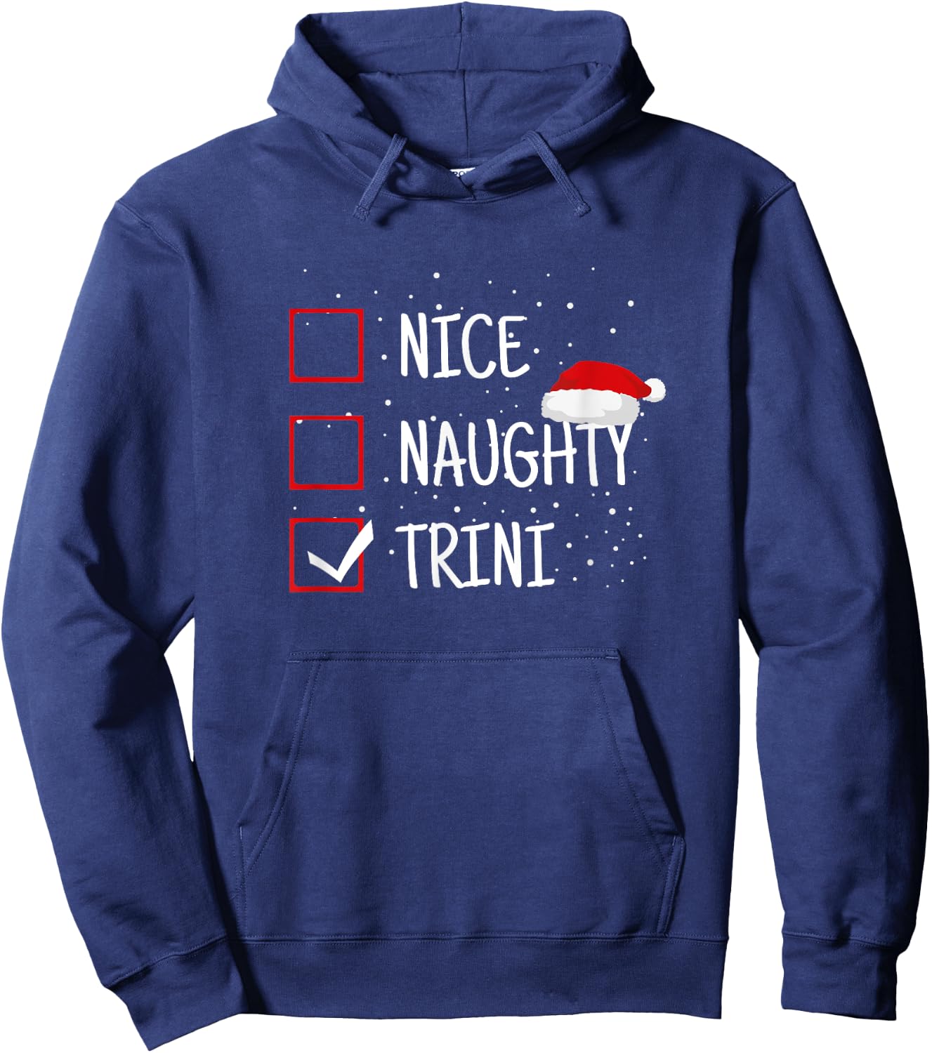 Family Heritage Gifts Trinidad Christmas - Black, , Small, Modern Humorous, Letter Print, , Short Sleeve, Snug Fit, Christmas Occasion Hoodie - Hoodie | Navy