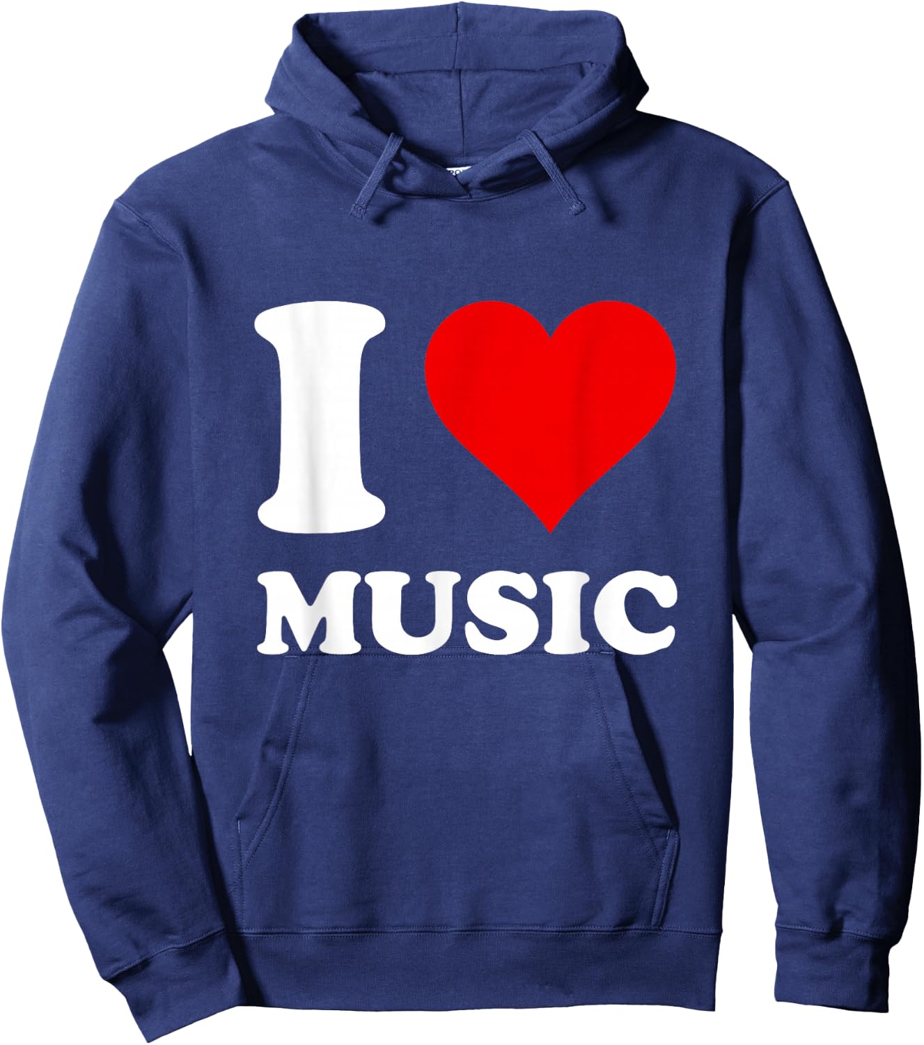 Red Heart I Love Music Hoodie - Hoodie | Navy