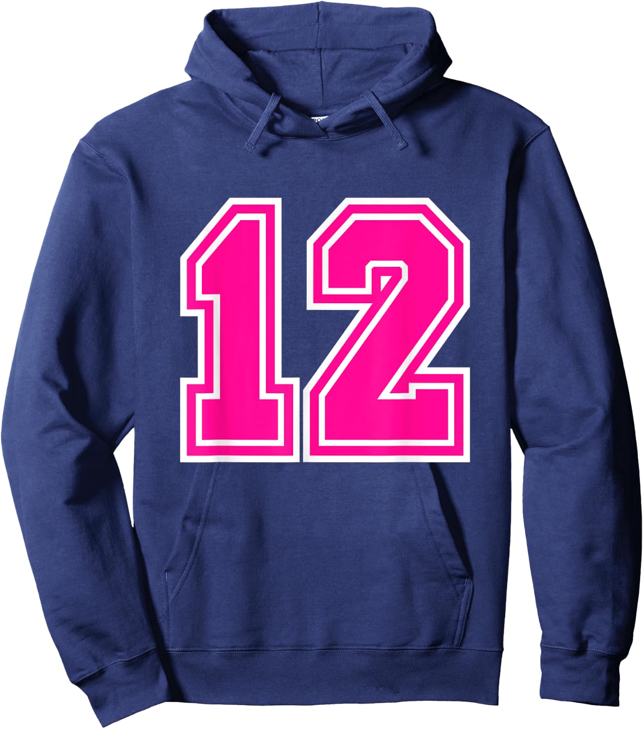 Number #12 Varsity Pink Favorite Number Hoodie - Hoodie | Navy