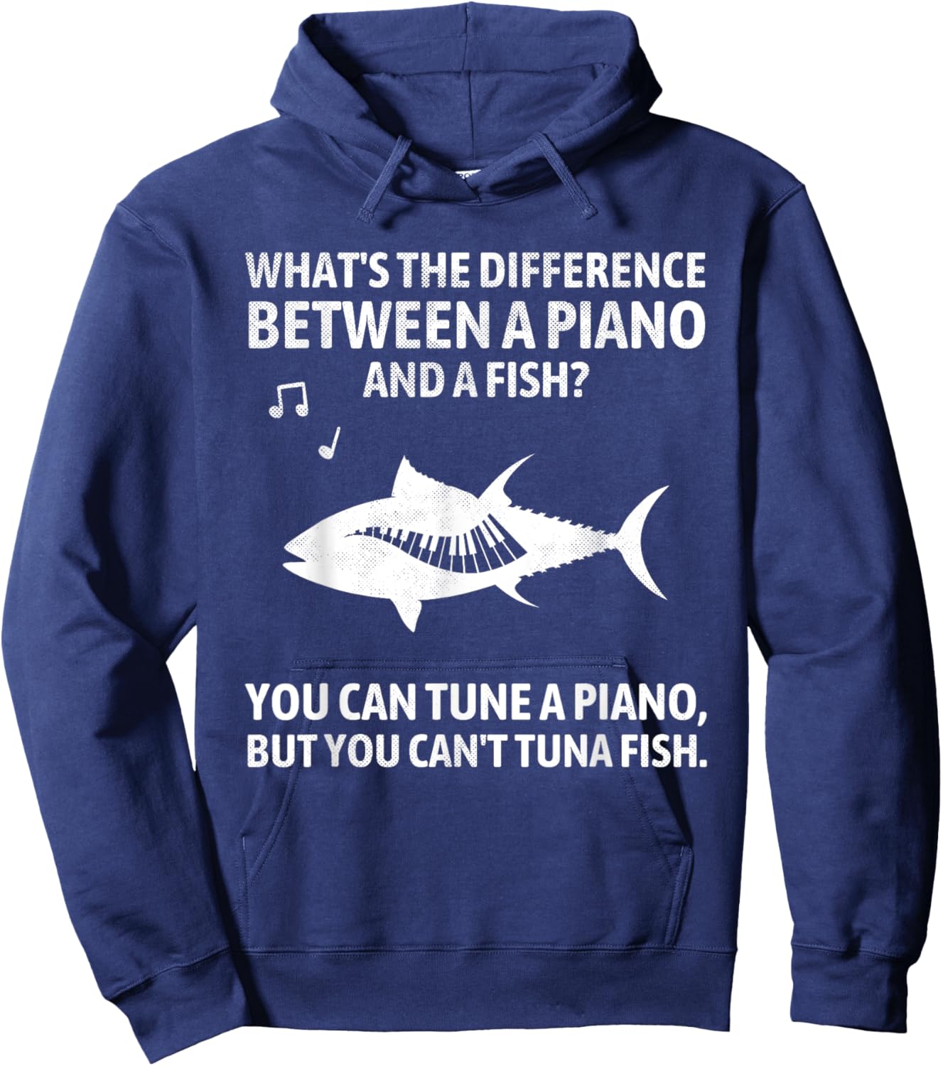 Funny Piano Tuna Fish Music Sarcastic Joke Hoodie - Hoodie | Navy