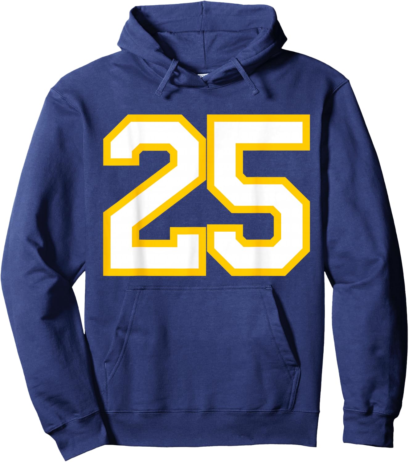 Number #25 Yellow/White Sports Number Hoodie - Hoodie | Navy