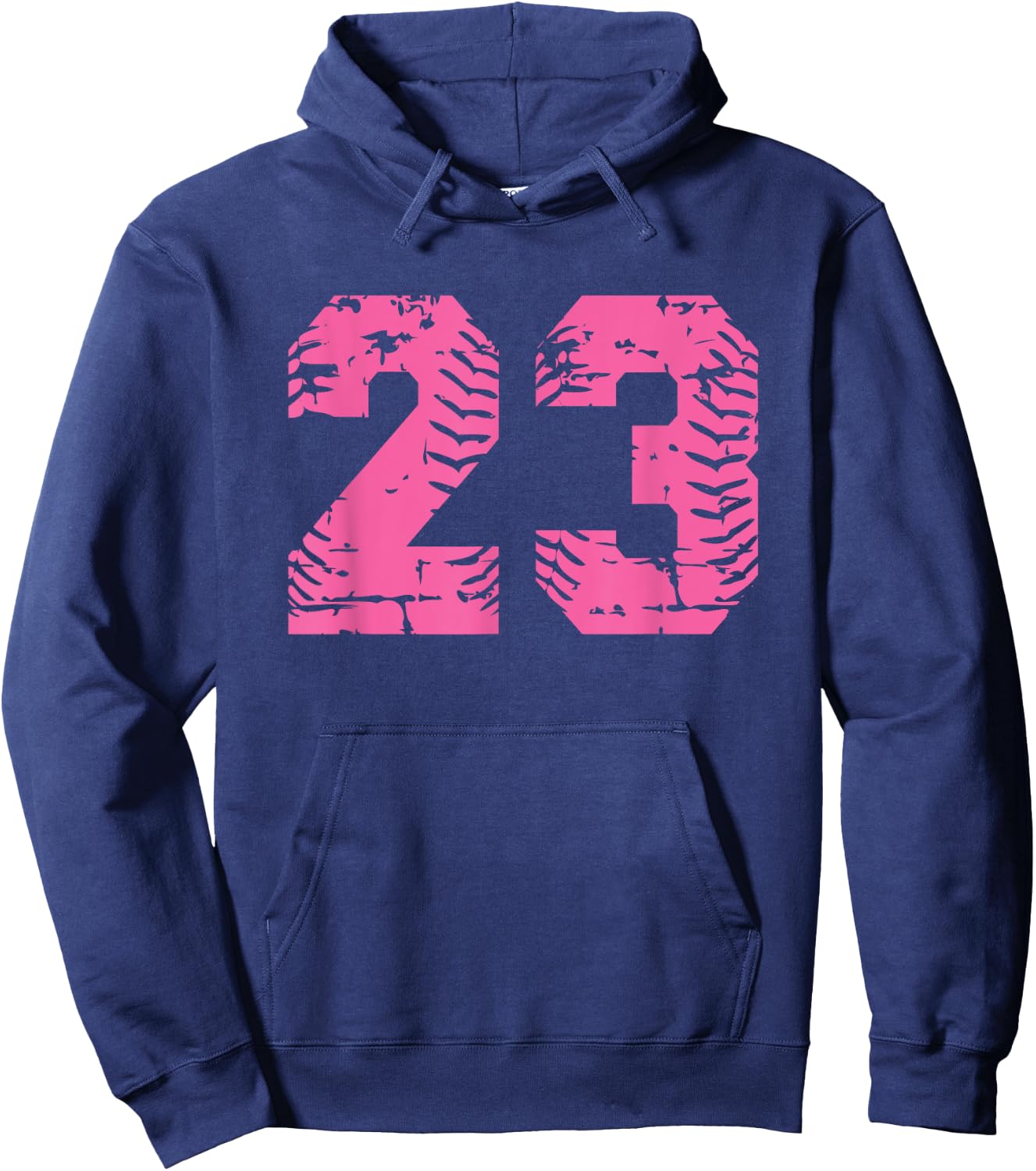 Baseball Softball Number #23 Pink Grunge Number Hoodie - Hoodie | Navy