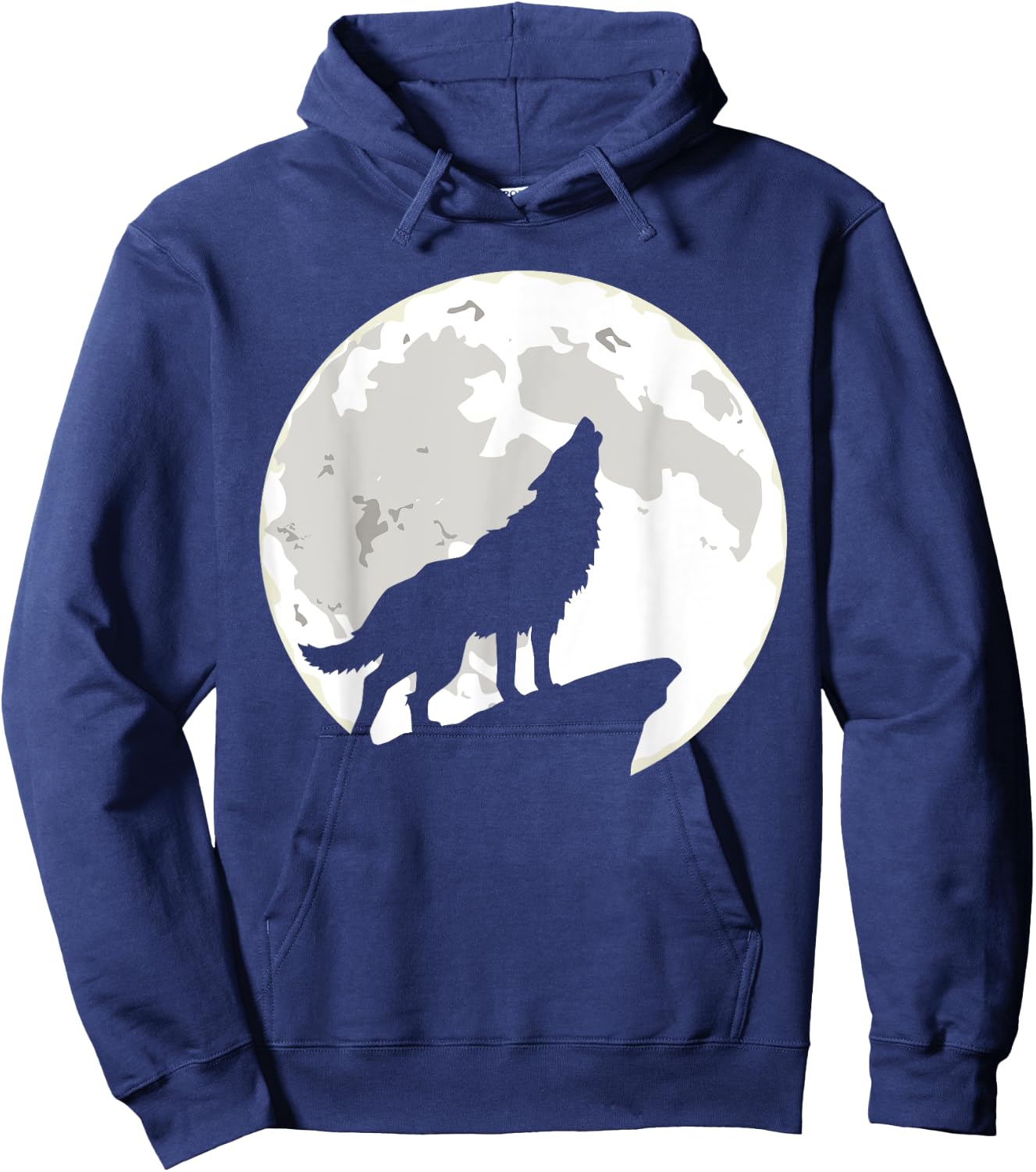 Wolf Howling At The Moon Hoodie - Hoodie | Navy