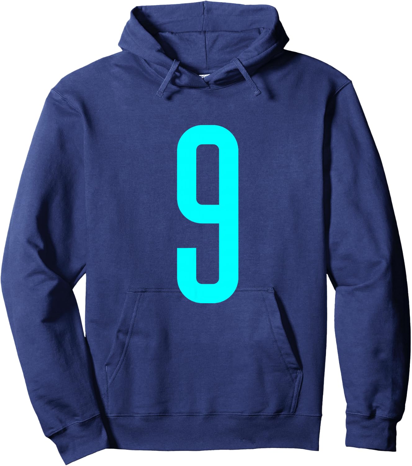 Number 9 Cyan Sports Team Hoodie - Hoodie | Navy
