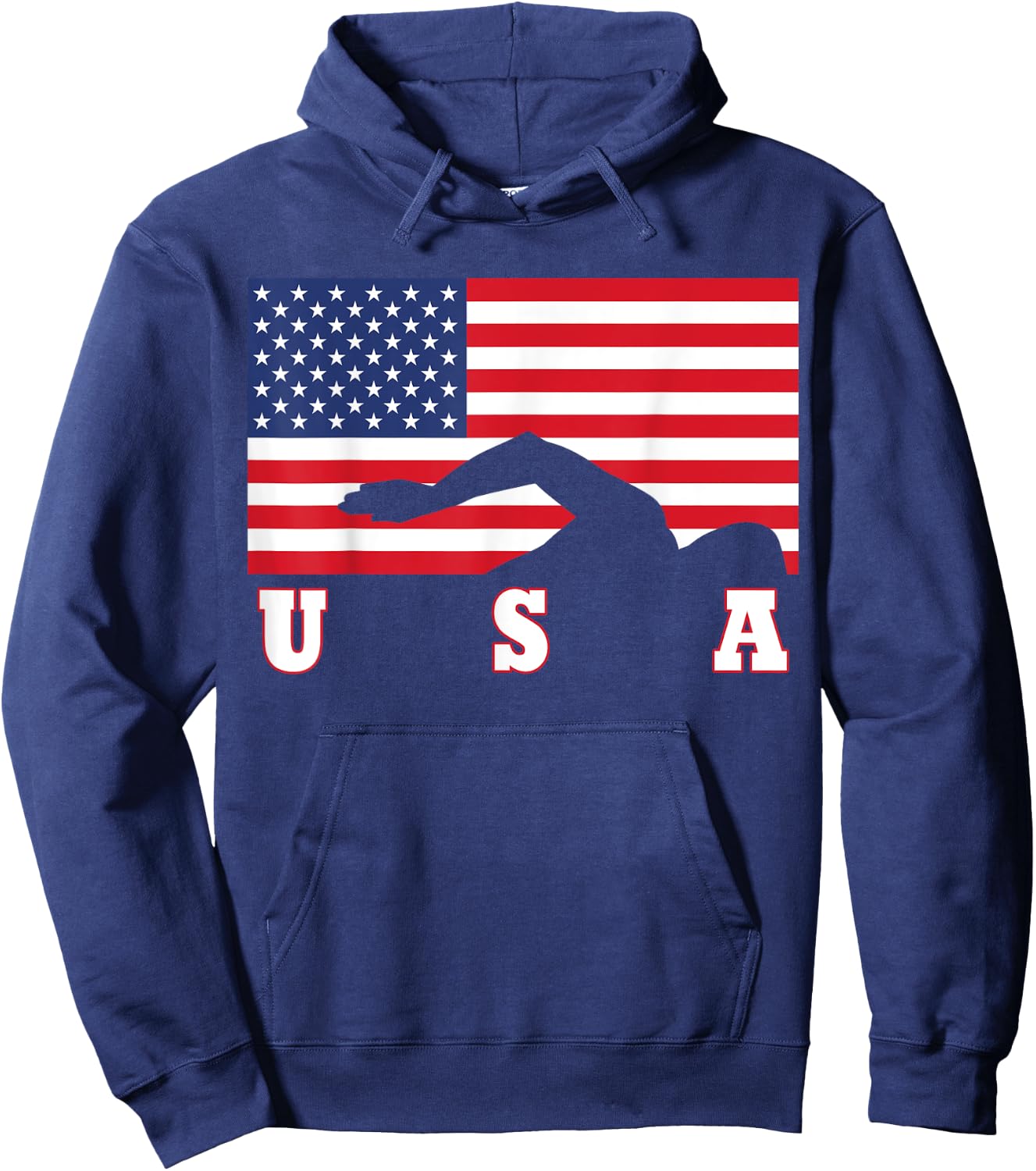 American Flag Swimming USA Gift Hoodie - Hoodie | Navy